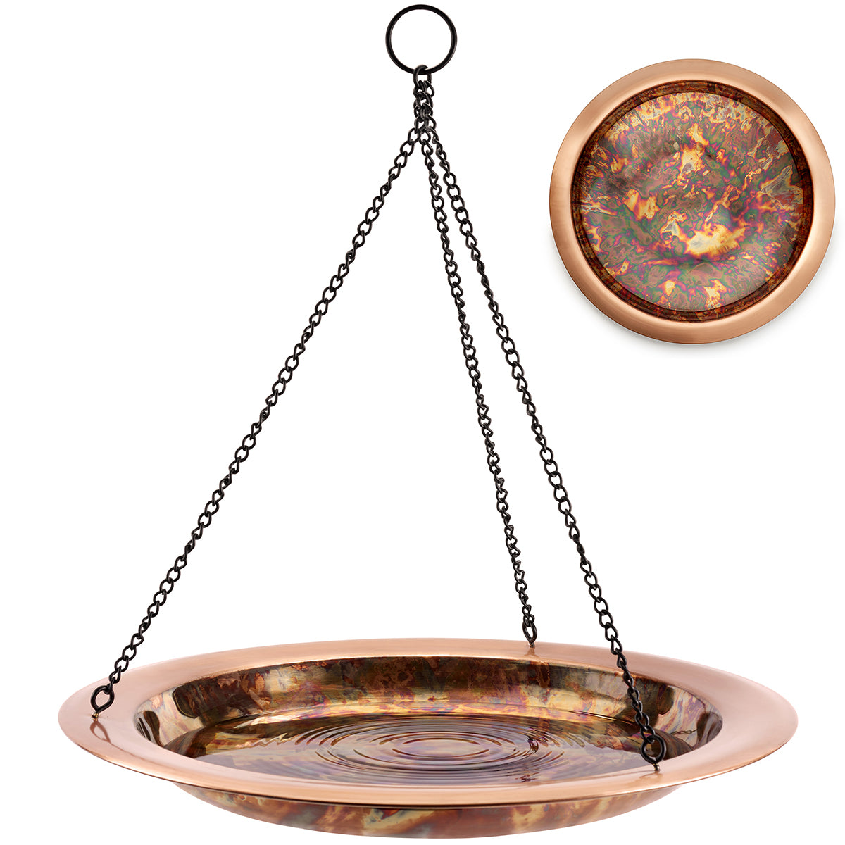18" Hanging Fired Copper Bird Bath