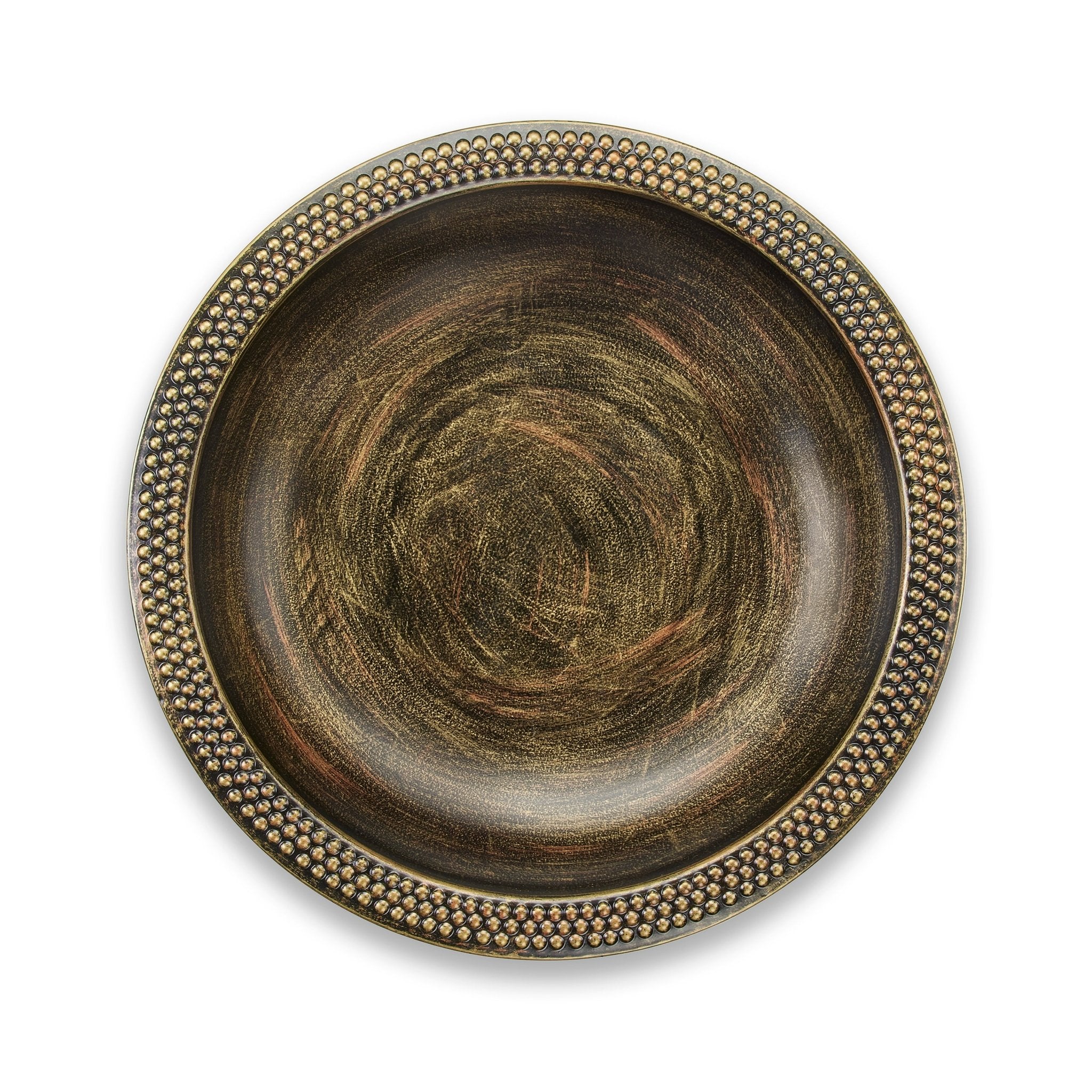 18" Beaded Copper Bird Bath Basin in Aged Brass Finish - Good Directions