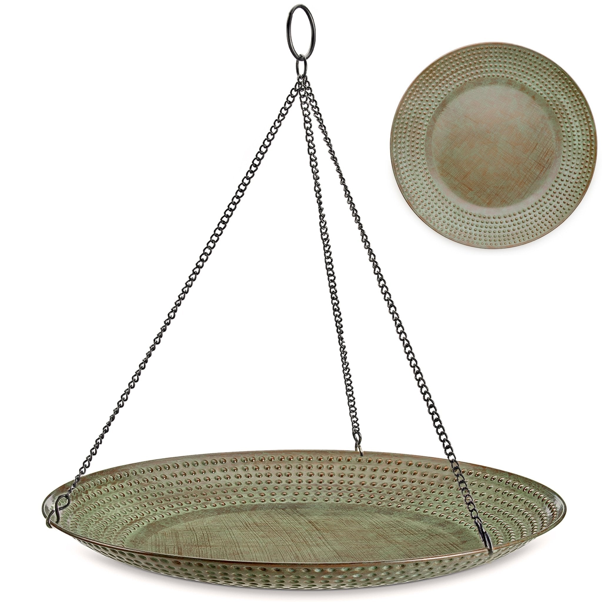 18" Hanging Blue Verde Copper Bird Bath - Good Directions