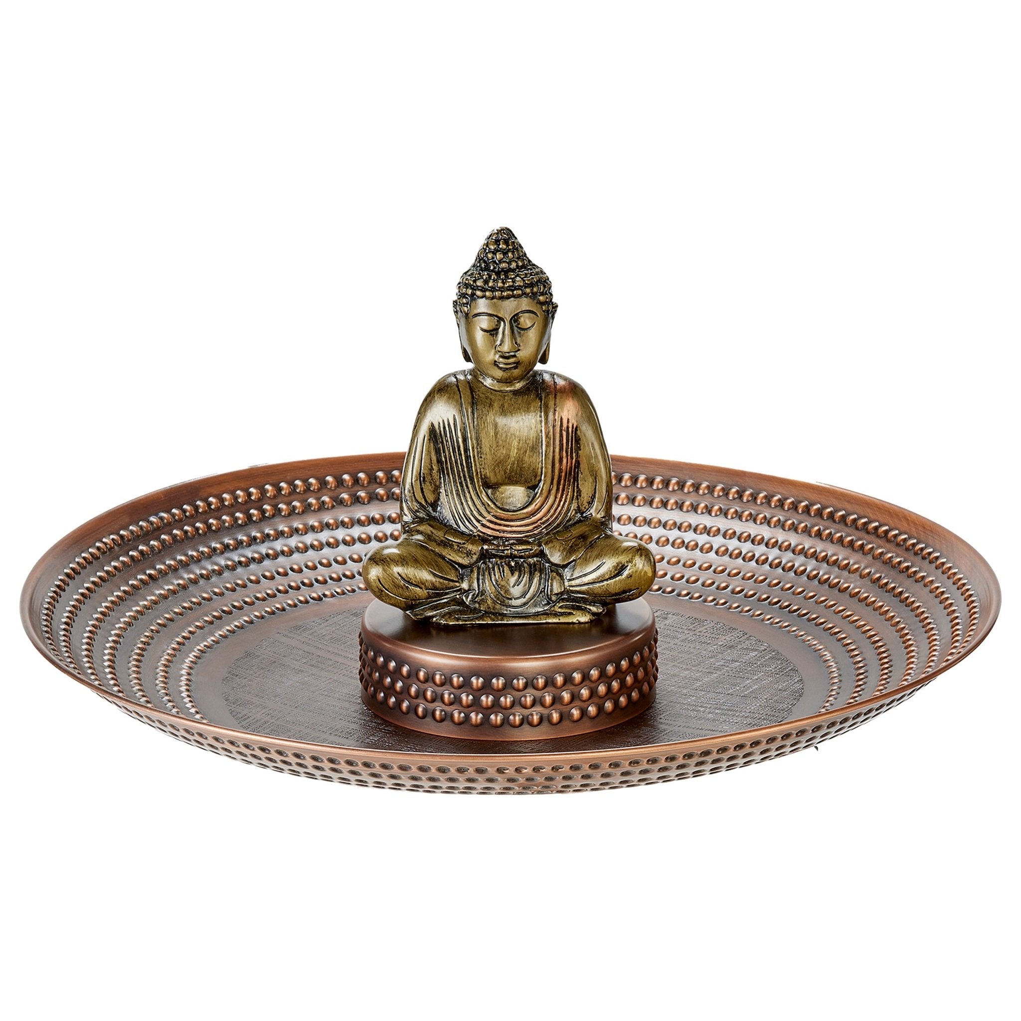 20“� Copper Birdbath Basin with Meditating Buddha - Good Directions