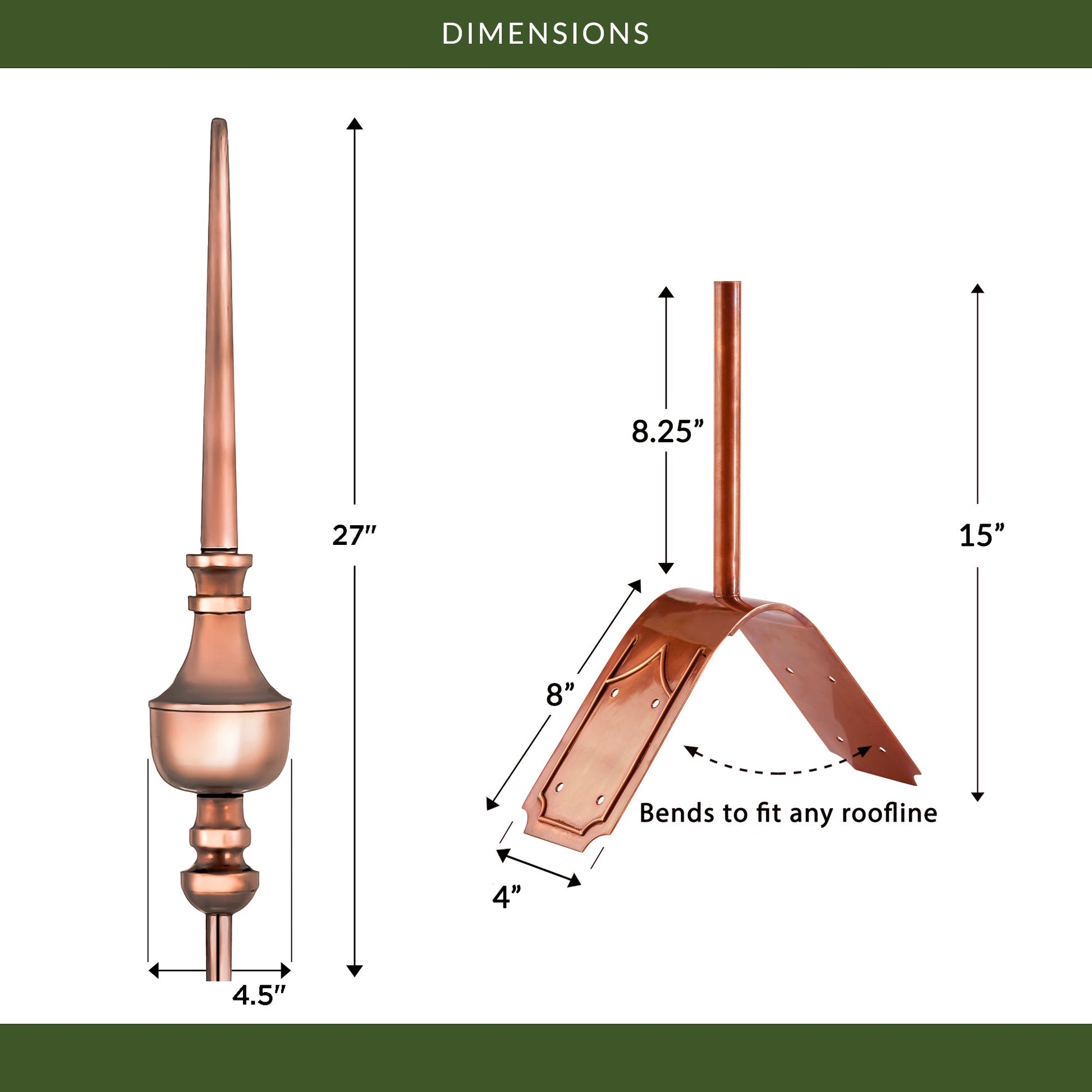 27" Victoria Finial with Decorative Roof Mount   - Good Directions