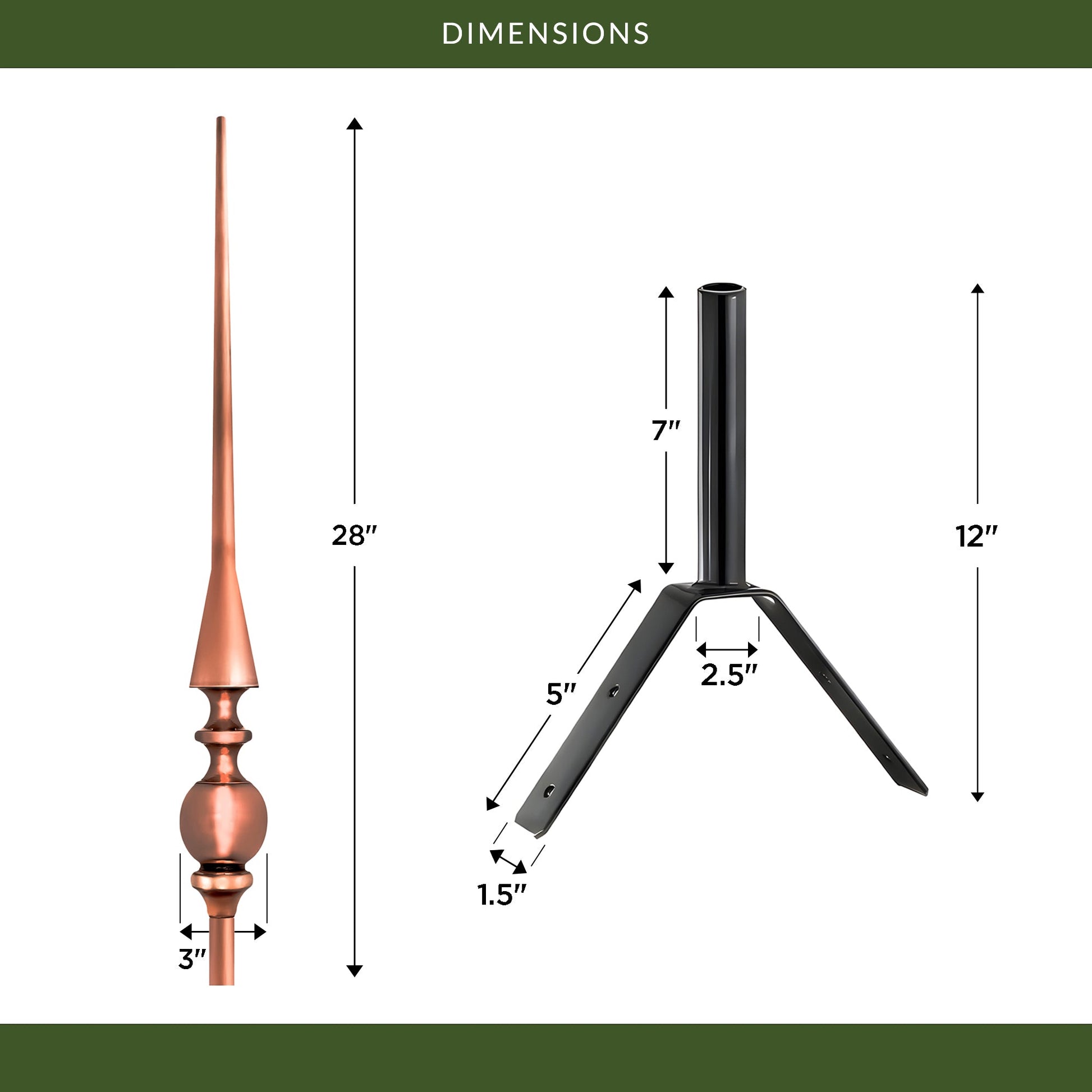 28" Aragon Rooftop Finial - Good Directions
