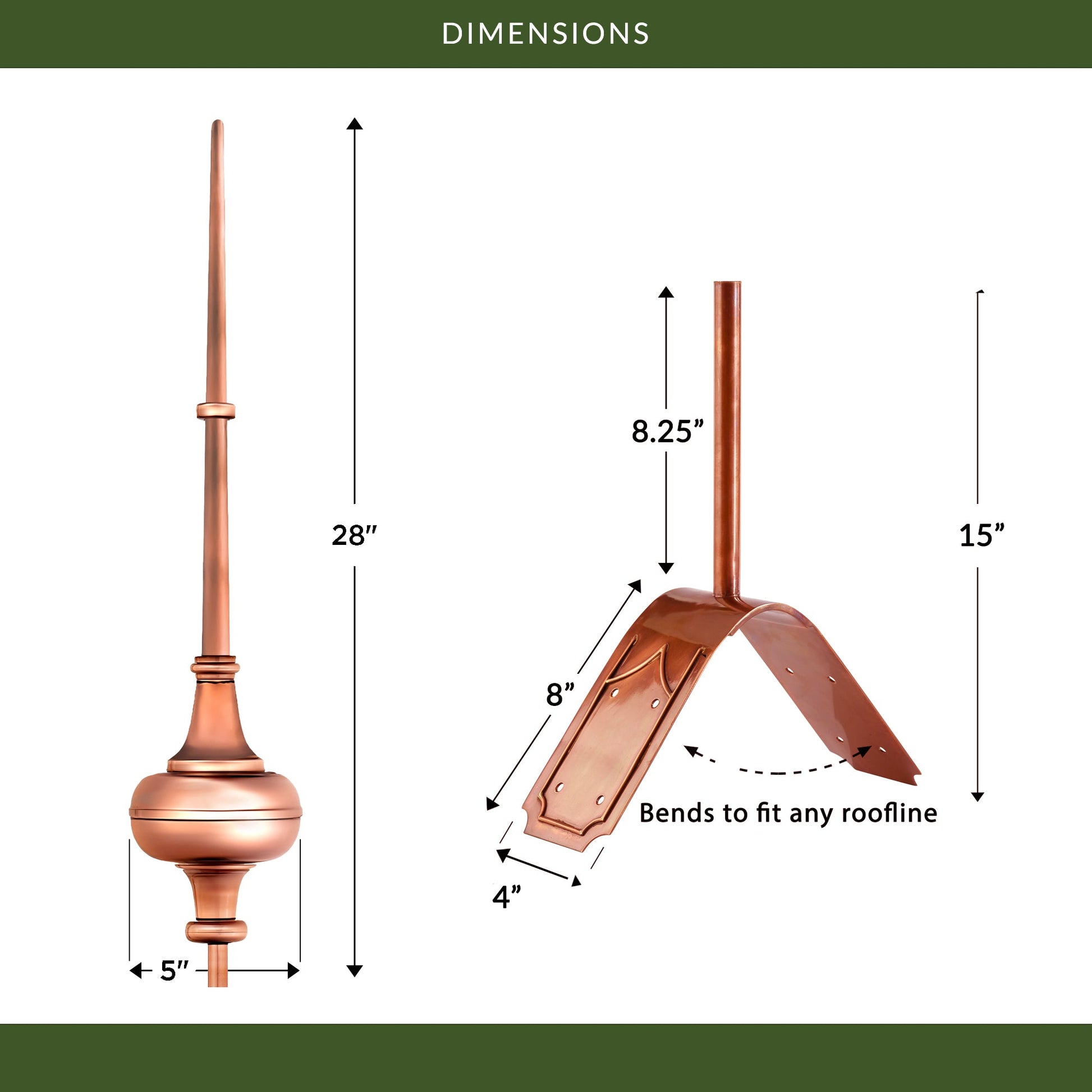 28" Morgana Finial with Decorative Roof Mount   - Good Directions