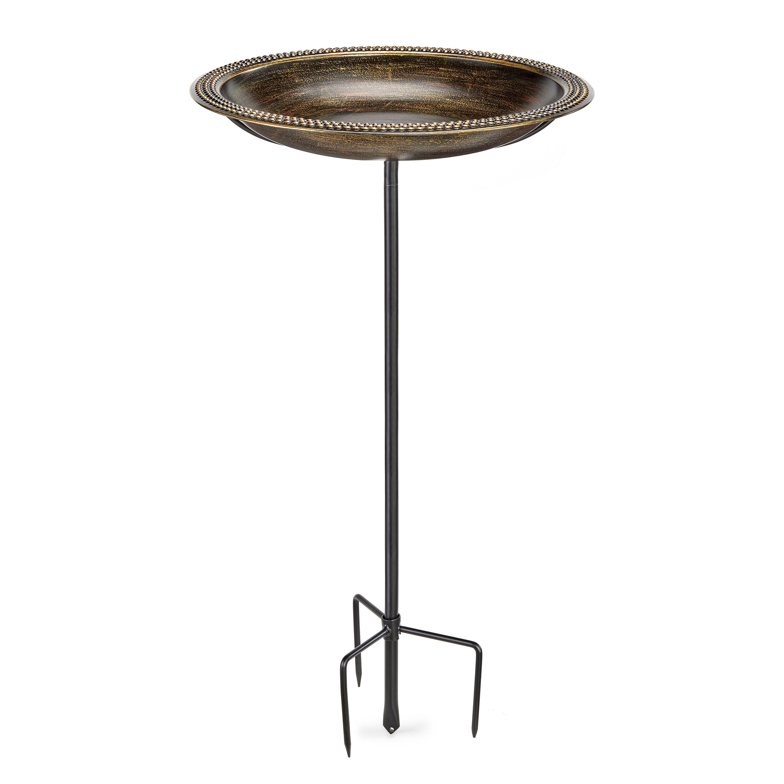 18" Beaded Copper Birdbath with Garden Pole