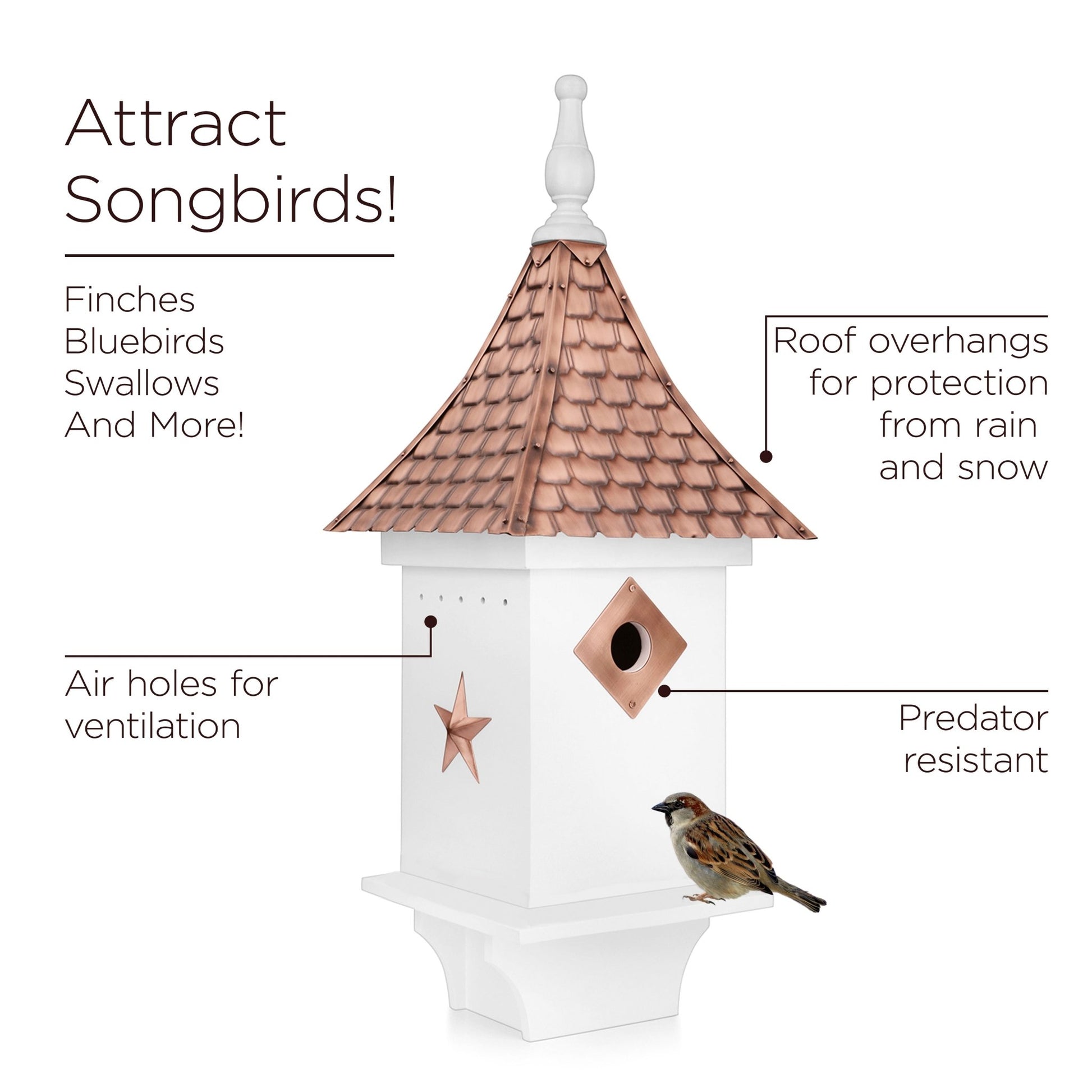 Villa Bird House – White with Roof - Good Directions