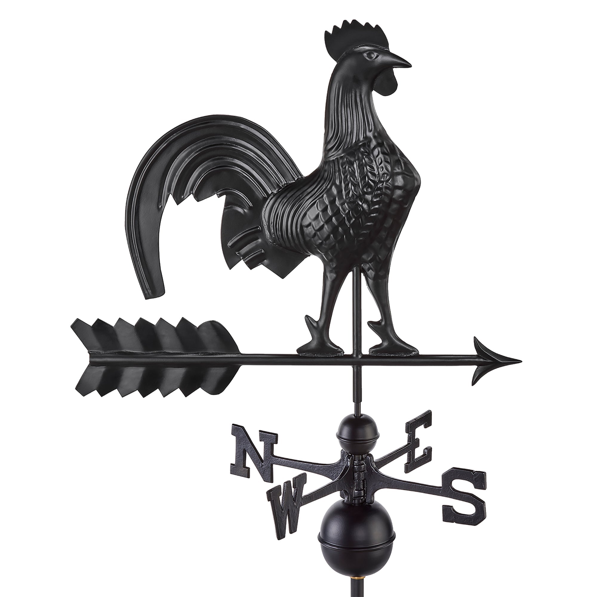 Black Aluminum Rooster Standard Weathervane - Good Directions