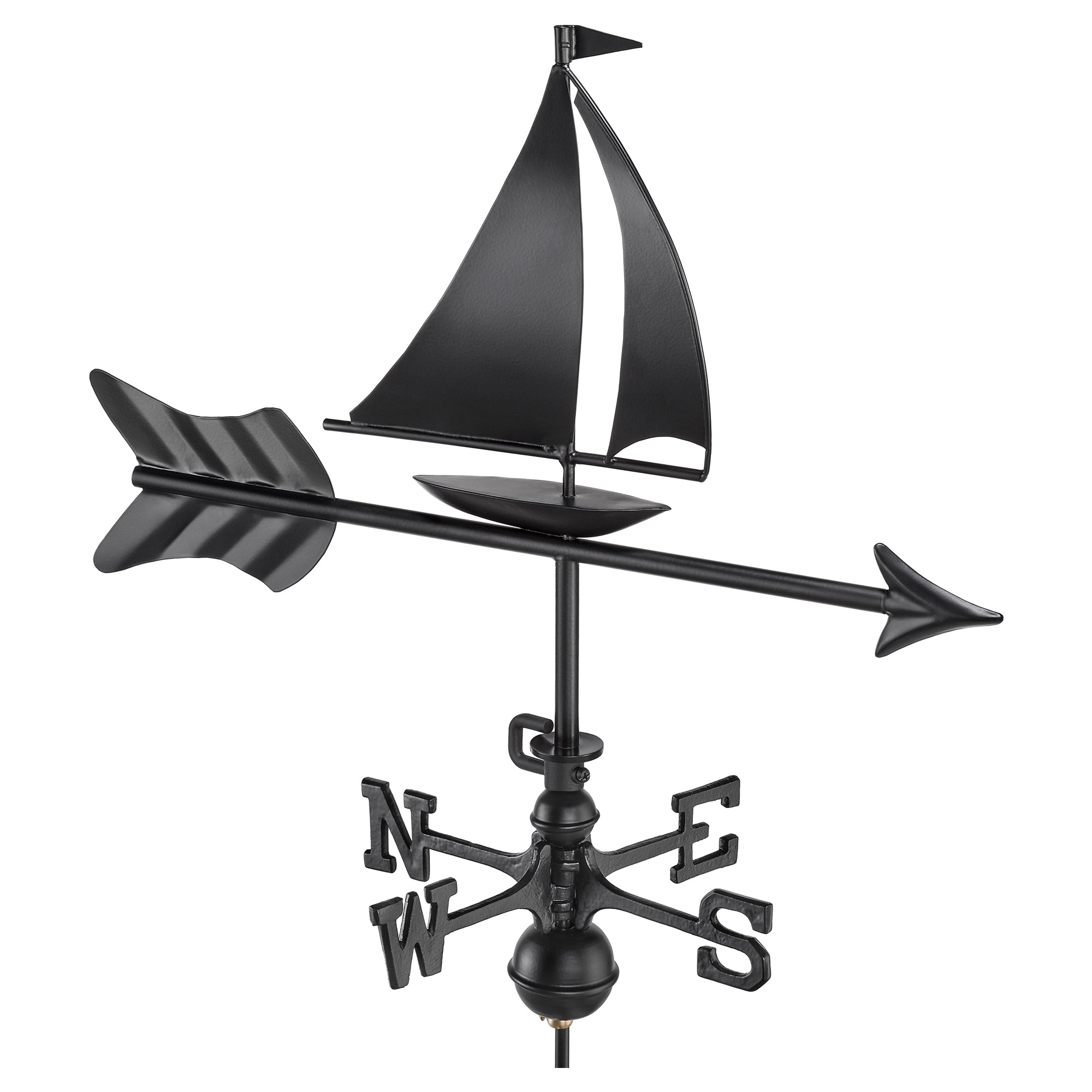Black Aluminum Sailboat Cottage Weathervane - Good Directions