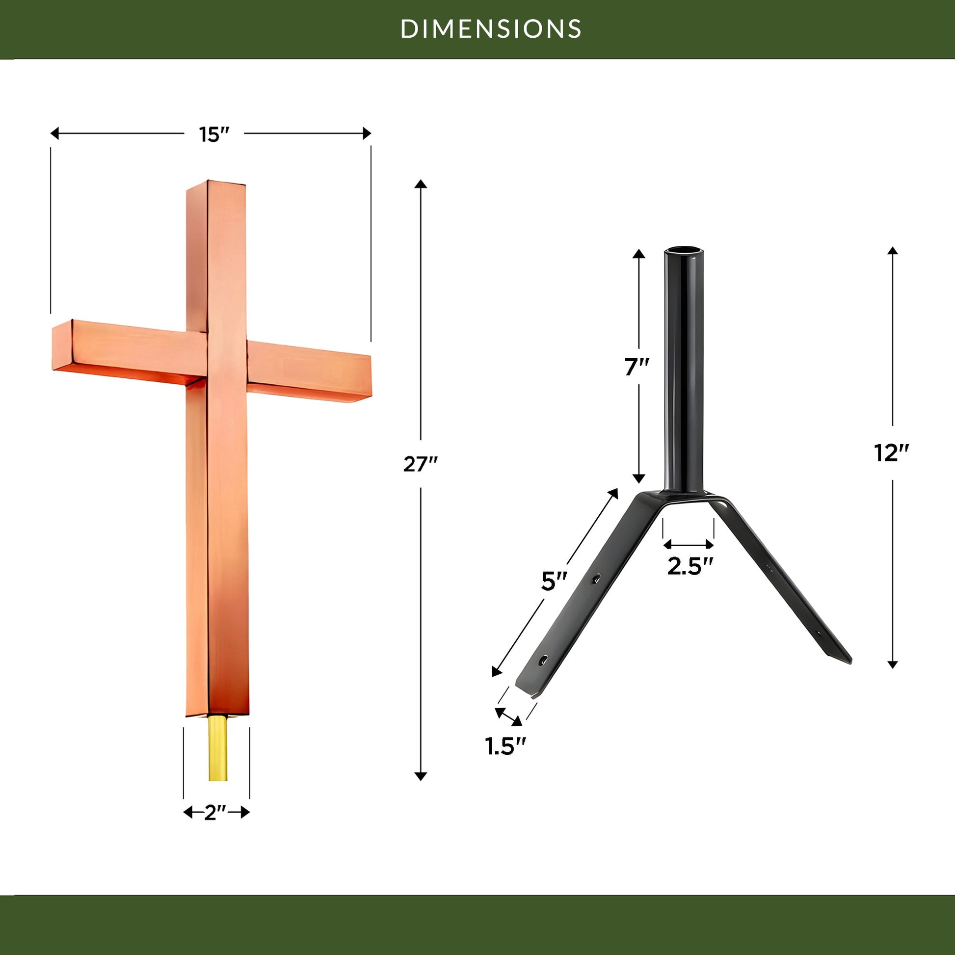 Cross Finial - Pure Copper by Good Directions - Good Directions