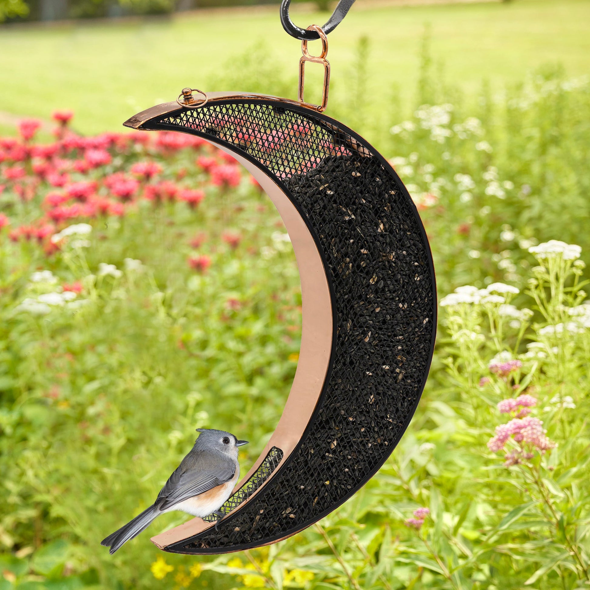 Over The Moon Copper Bird Feeder, With Mesh Panels - Good Directions