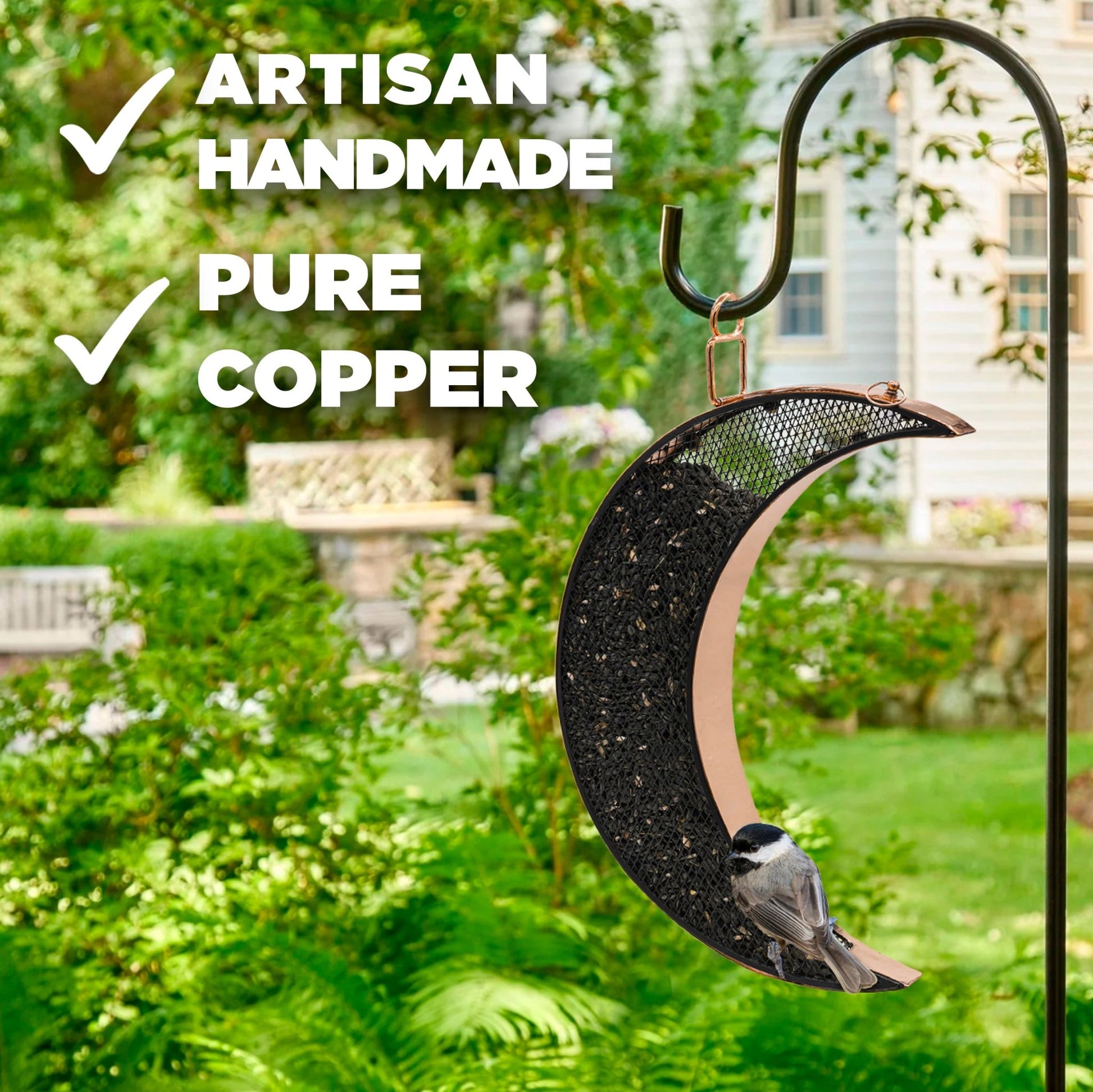 Over The Moon Copper Bird Feeder, With Mesh Panels - Good Directions