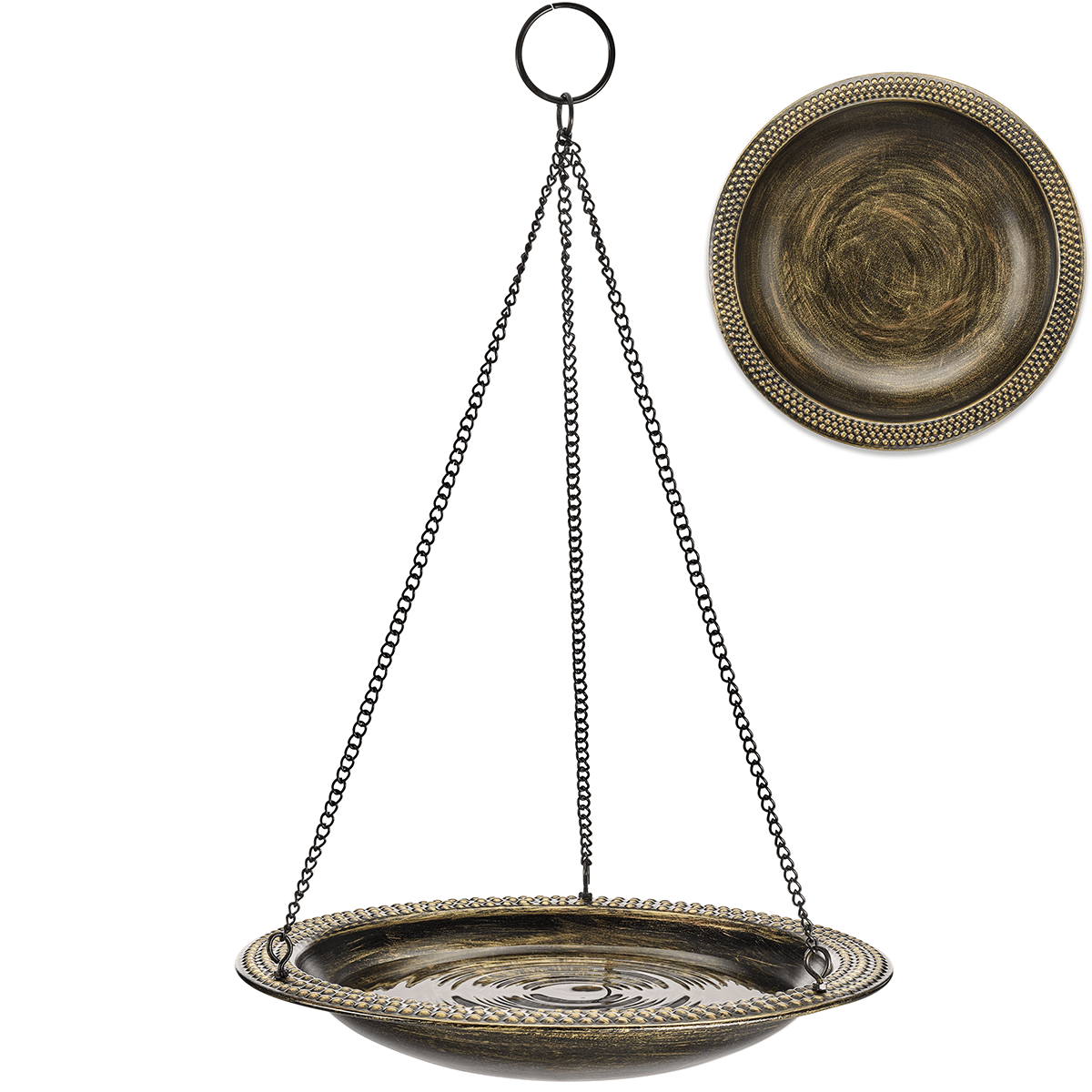 13.5“œ Hanging Aged Brass Bird Bath - Good Directions