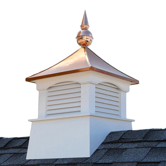 18" Square Coventry Vinyl Cupola with Avalon Finial - Good Directions