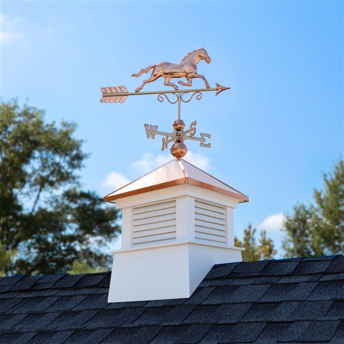 18" Square Manchester Vinyl Cupola with Horse Weathervane - Good Directions