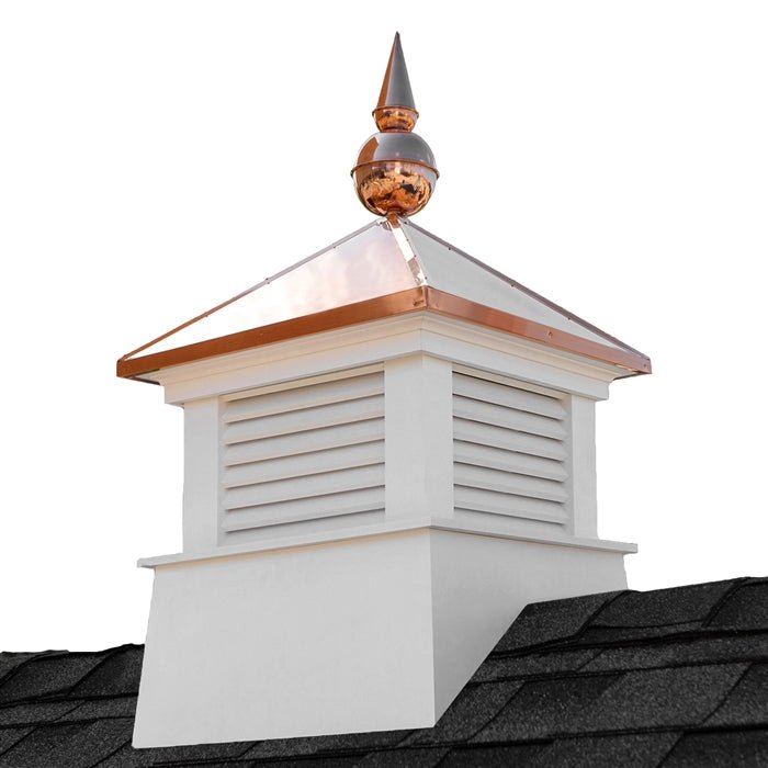 18" Square Manchester Vinyl Cupola with Avalon Finial - Good Directions