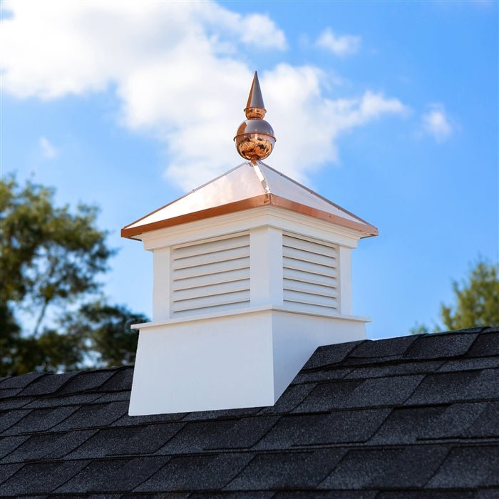 18" Square Manchester Vinyl Cupola with Avalon Finial - Good Directions