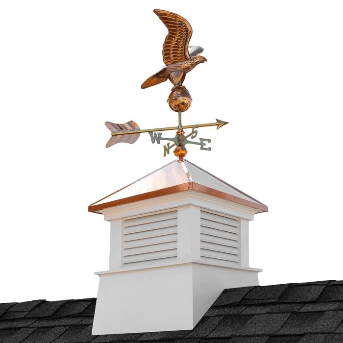 18" Square Manchester Vinyl Cupola with Eagle Weathervane - Good Directions