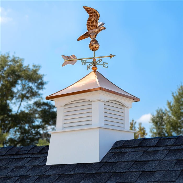 26" Square Coventry Vinyl Cupola with Eagle Weathervane - Good Directions