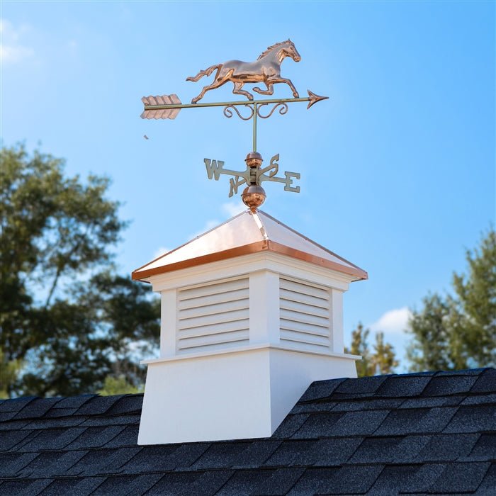 26" Square Manchester Vinyl Cupola with Horse Weathervane - Good Directions