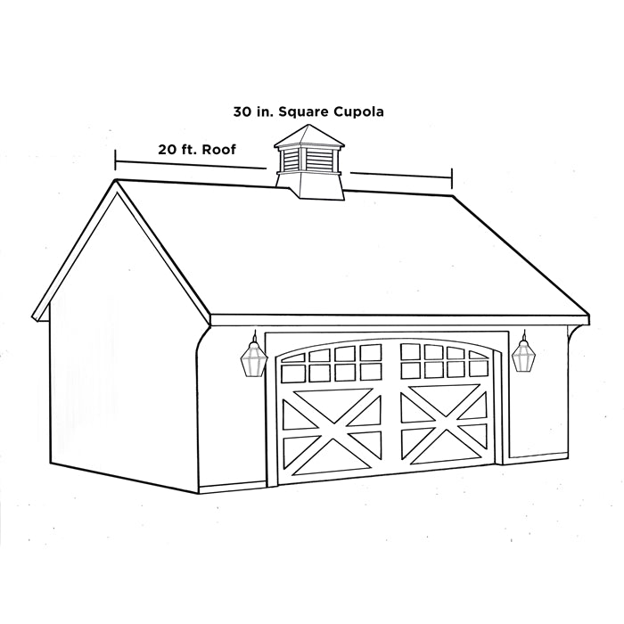 30" Square Manchester Vinyl Cupola with Horse Weathervane - Good Directions