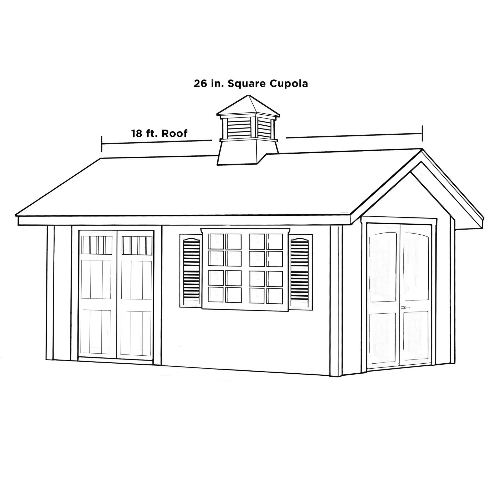 26" Square Manchester Vinyl Cupola with Black Aluminum Roof and Red Rooster Weathervane by Good Directions - Good Directions
