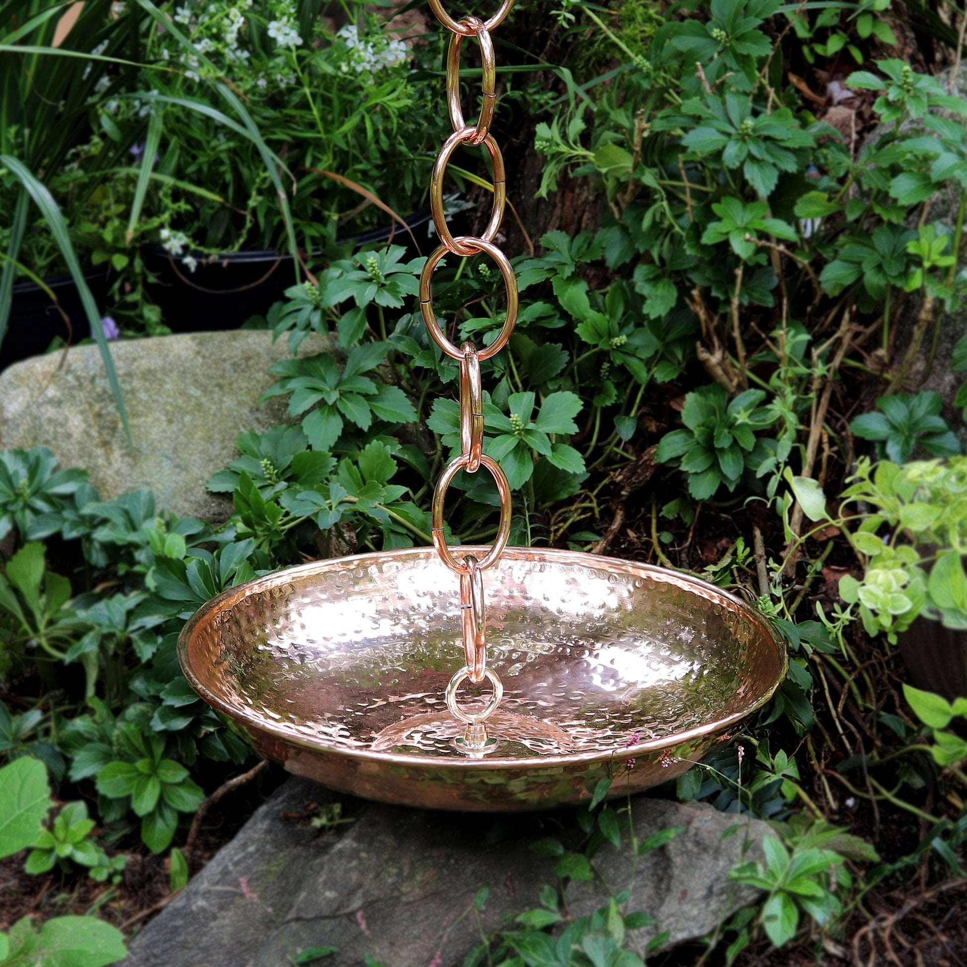 Rain Chain Basin - Large 16.5 in. Diameter, Hand Hammered - Good Directions
