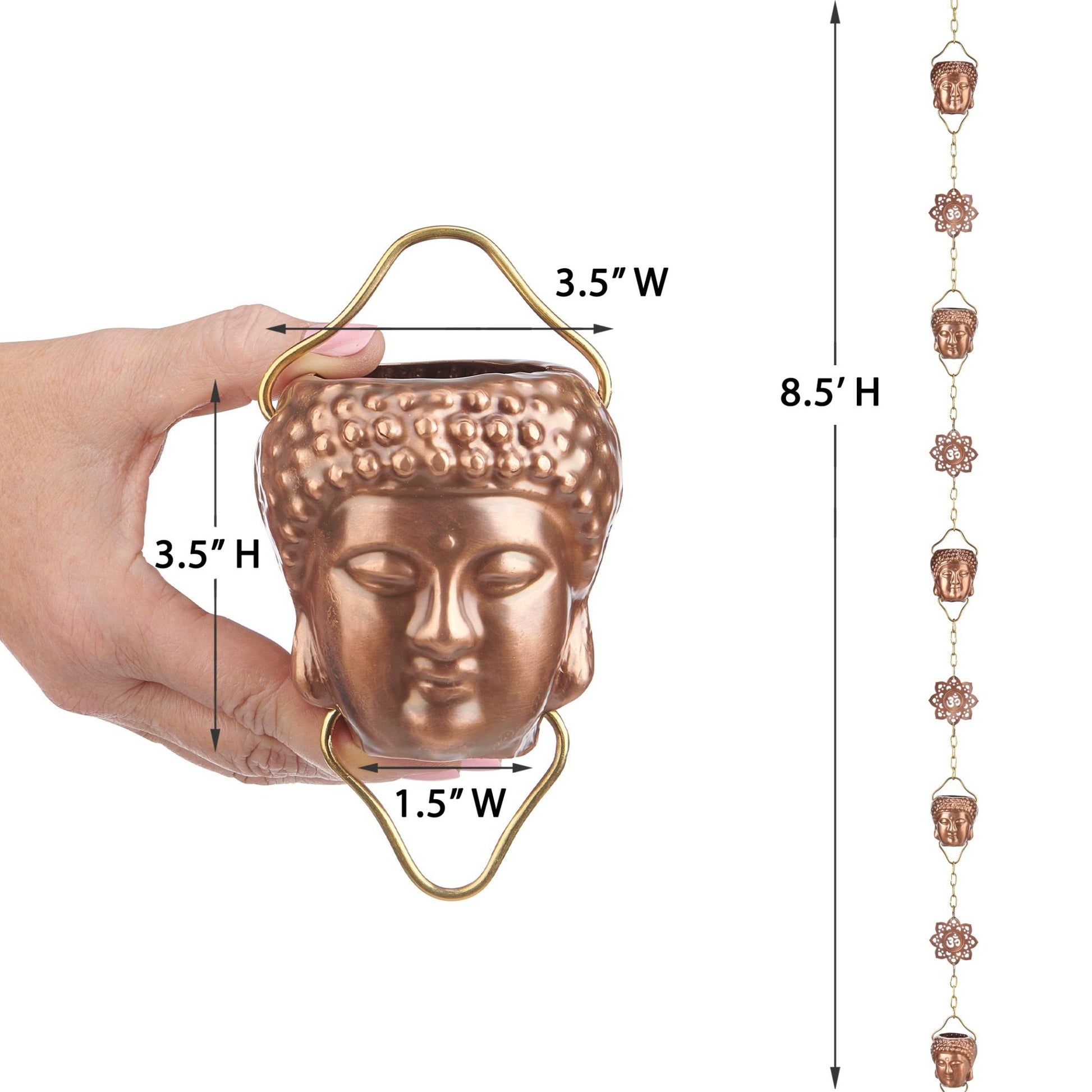 Buddha Head Rain Chain - 8.5 ft., with 12 Large Figures - Good Directions