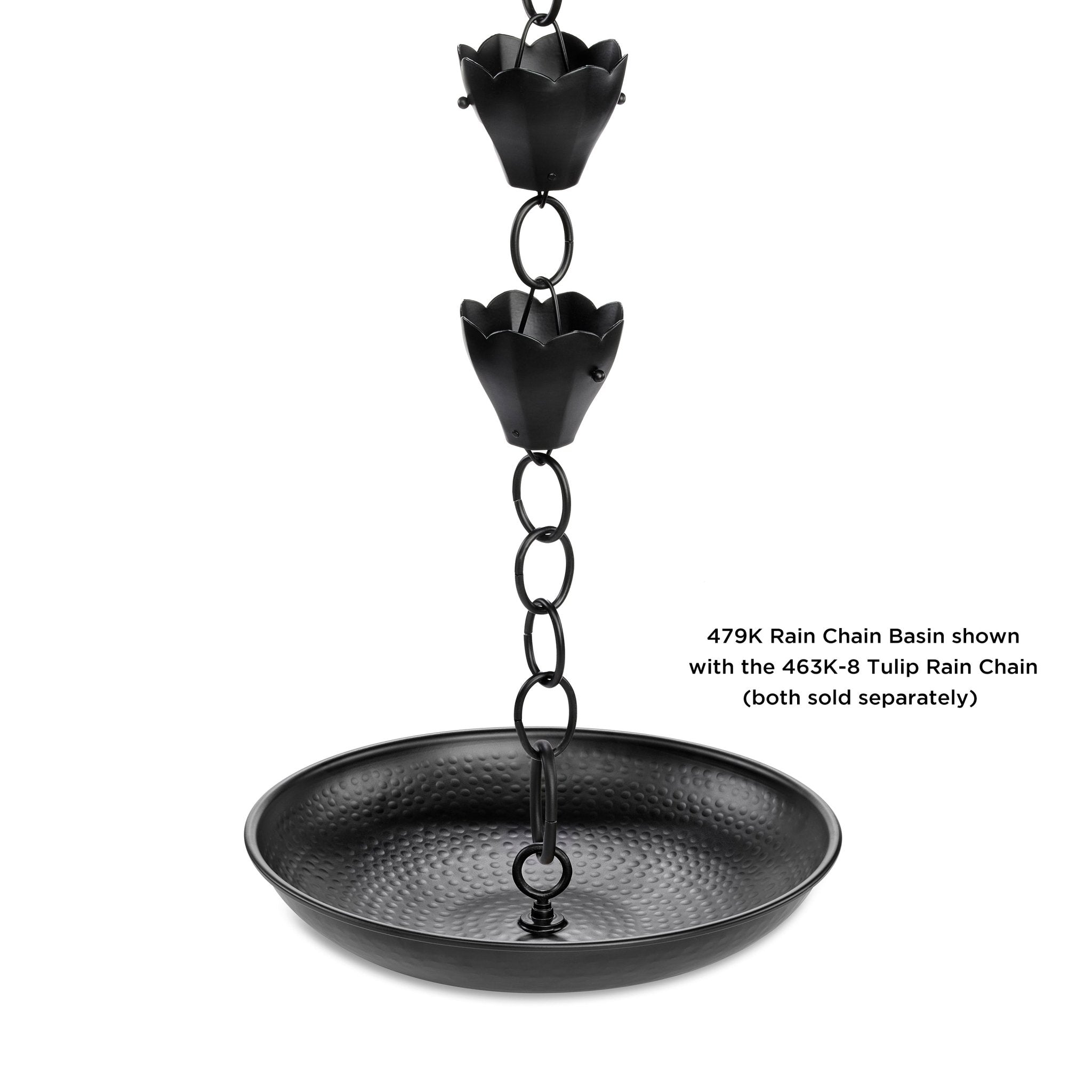 16.5" Diameter Black Aluminum Rain Chain Basin - Good Directions