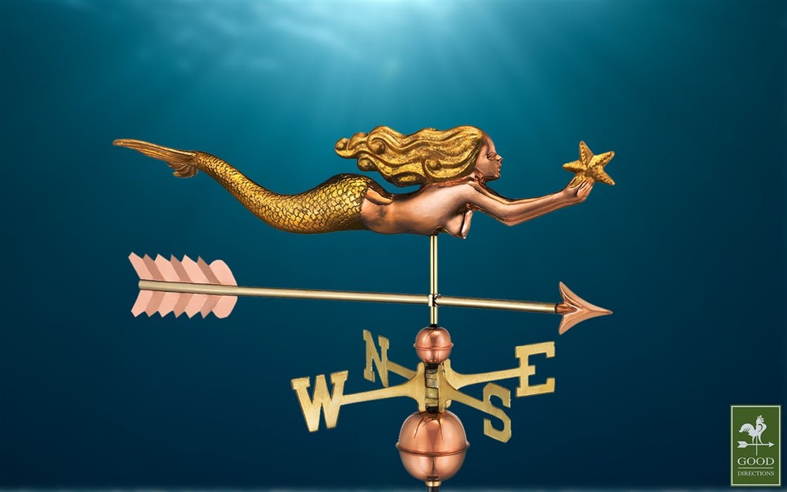 Mermaid with Starfish and Arrow Weathervane - Good Directions