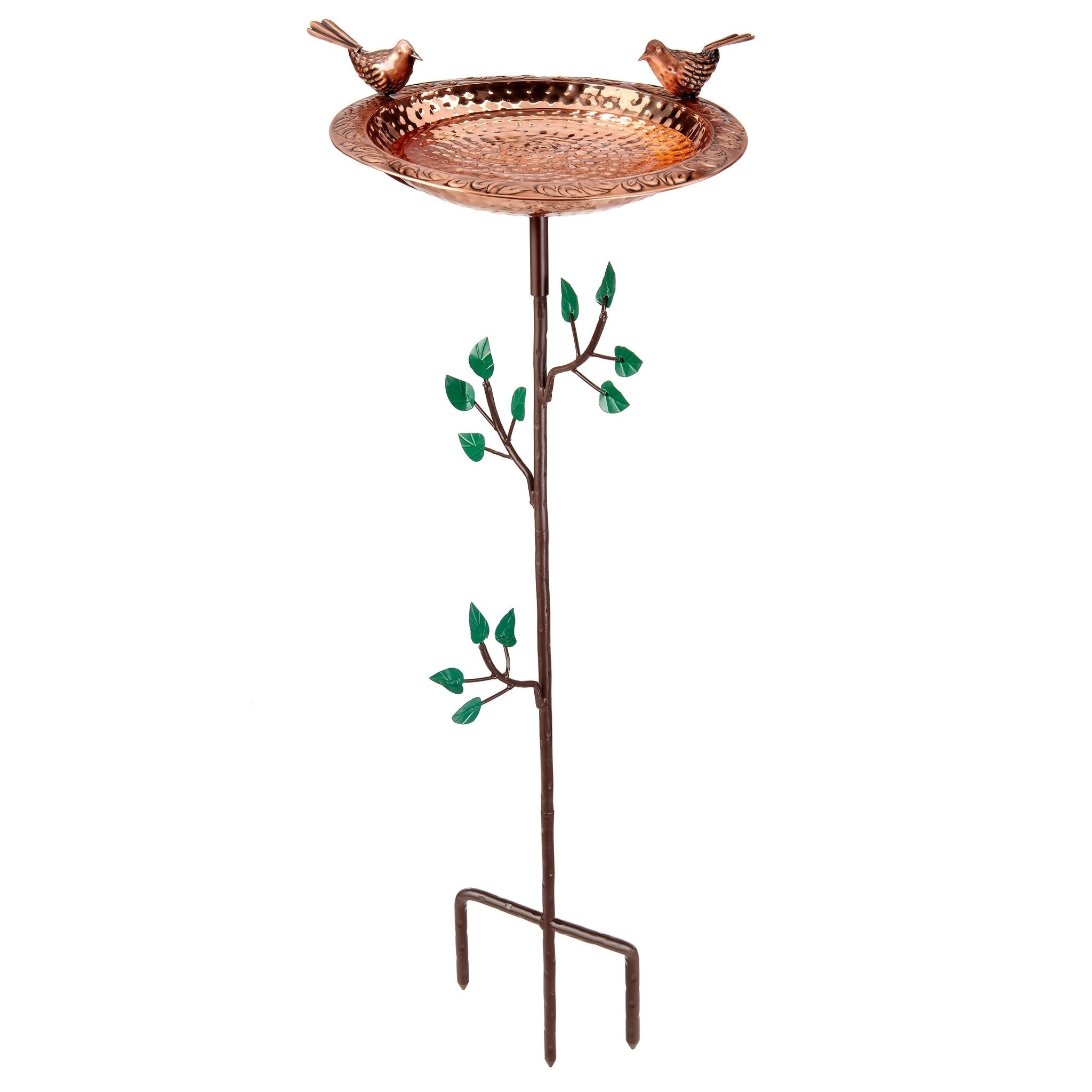 13.5“� Birdbath with Copper Birds and Decorative Garden Pole - Good Directions
