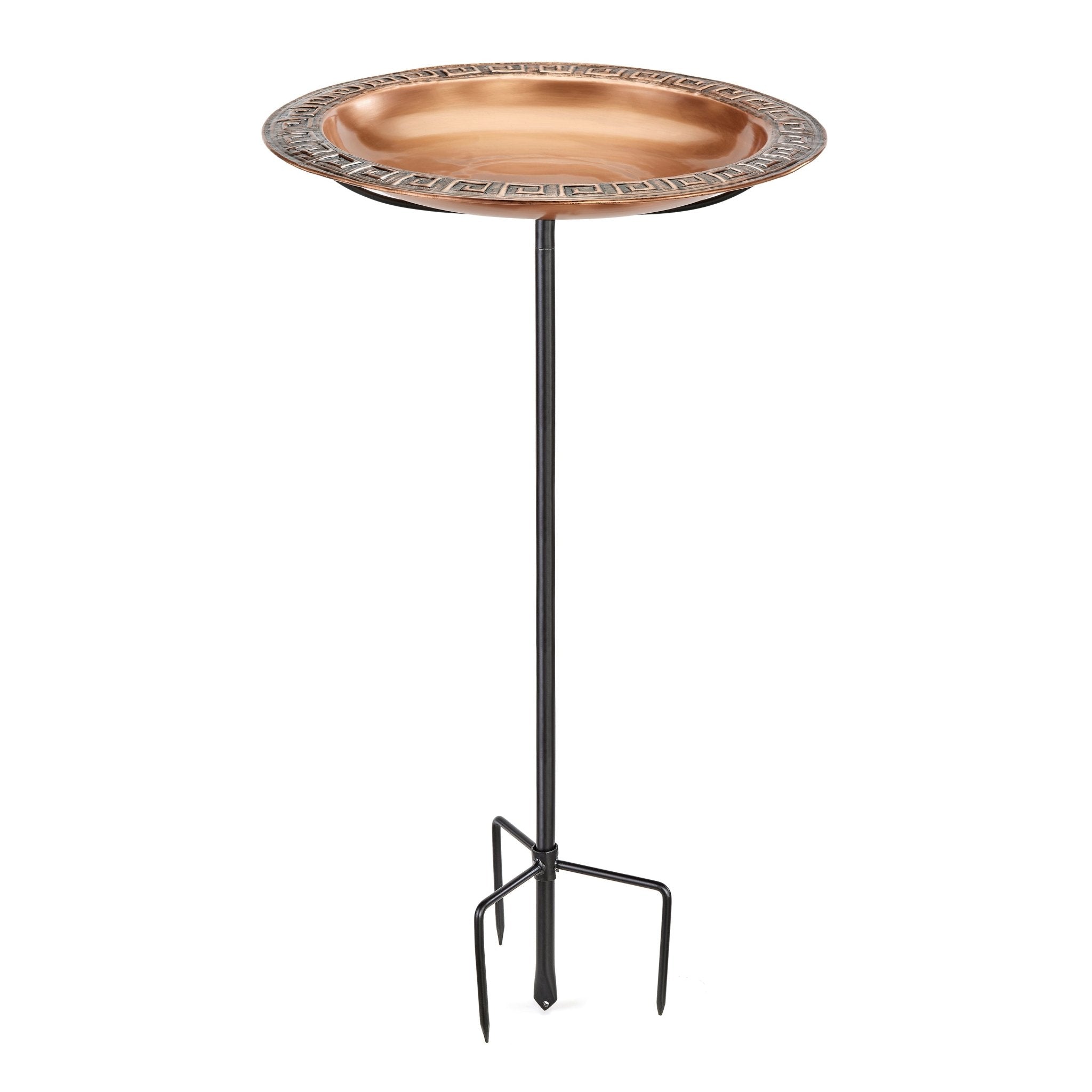 18" Greek-Inspired Copper Birdbath with Garden Pole - Good Directions