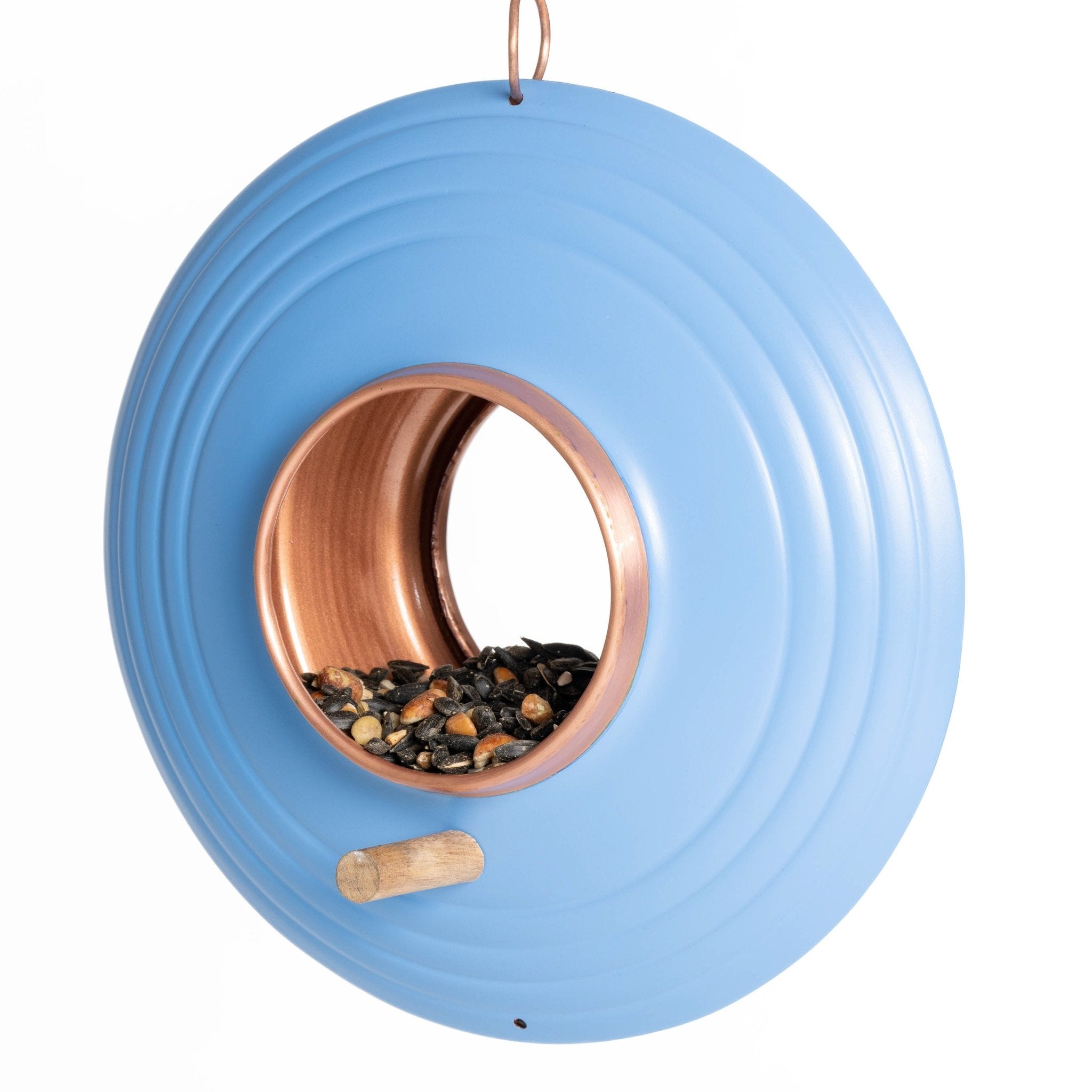 Azure Fly-Thru™ Bird Feeder, Copper Accents, Multiple Perches - Good Directions