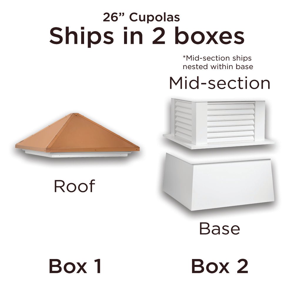 18" Square Manchester Vinyl Cupola with Avalon Finial - Good Directions