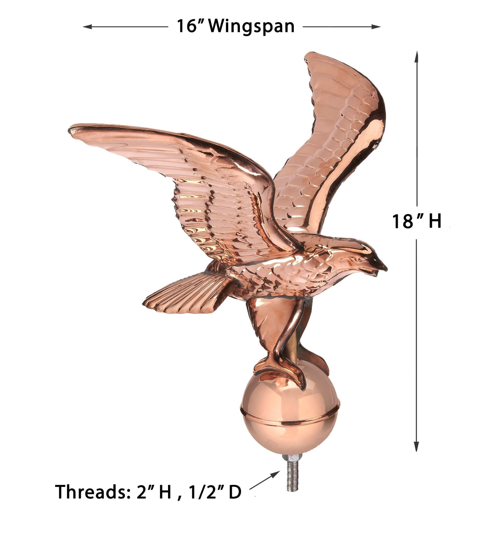 Eagle with Ball Flagpole Topper, 16" Wingspan - Good Directions
