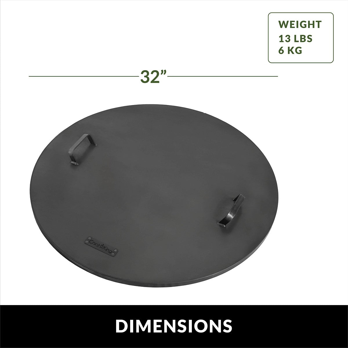 Fire Pit Round Cover Lid, 2mm Thickness, Fire Snuffer in Powder Coated Finish Rust Resistant, Drop-in Burner Fire Pit Pan Lid, Grill Fire Ring Lid with Handle, 32” inch Diameter - Good Directions