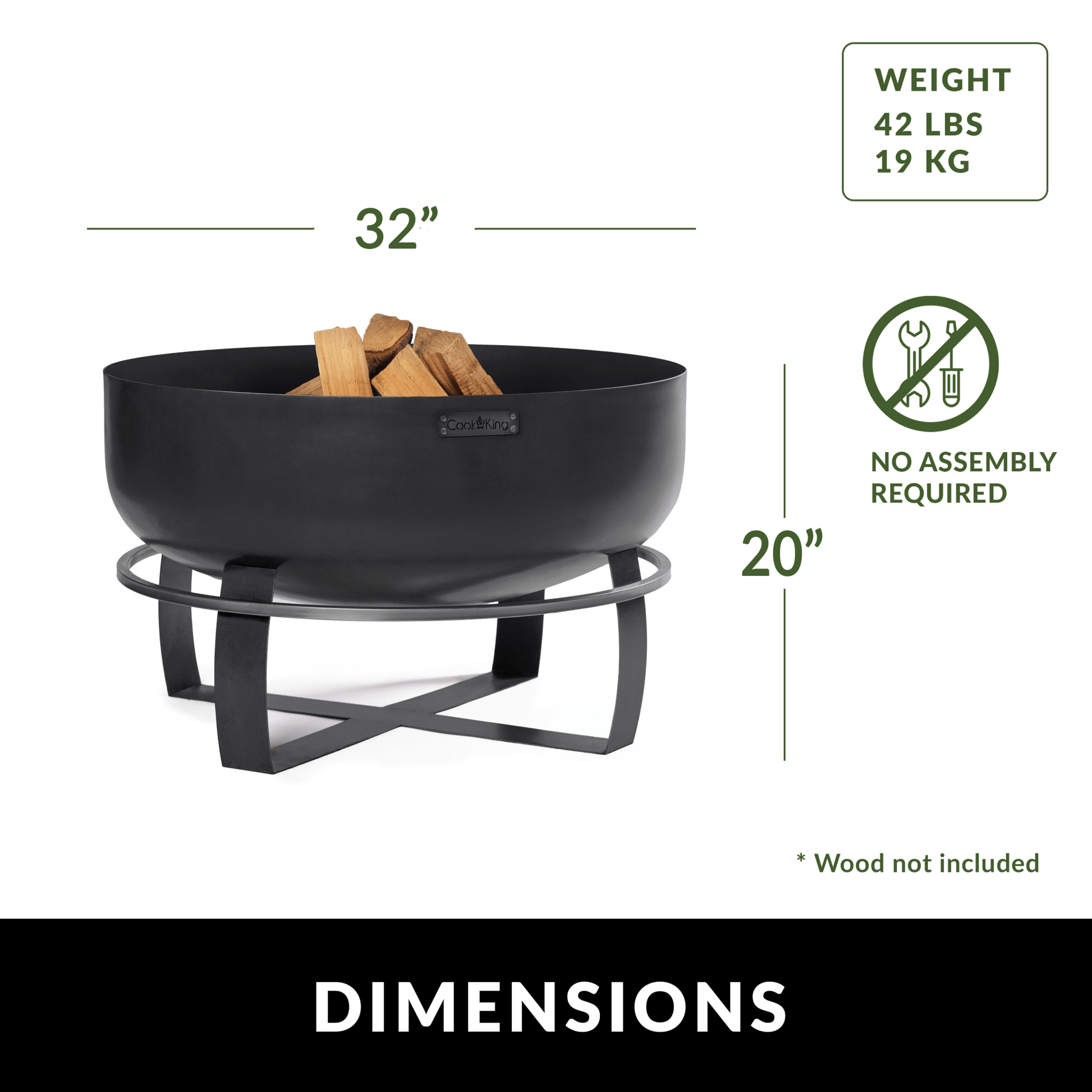 Viking 32" XXL Fire Pit with Grill Plate and Cover Lid - Good Directions