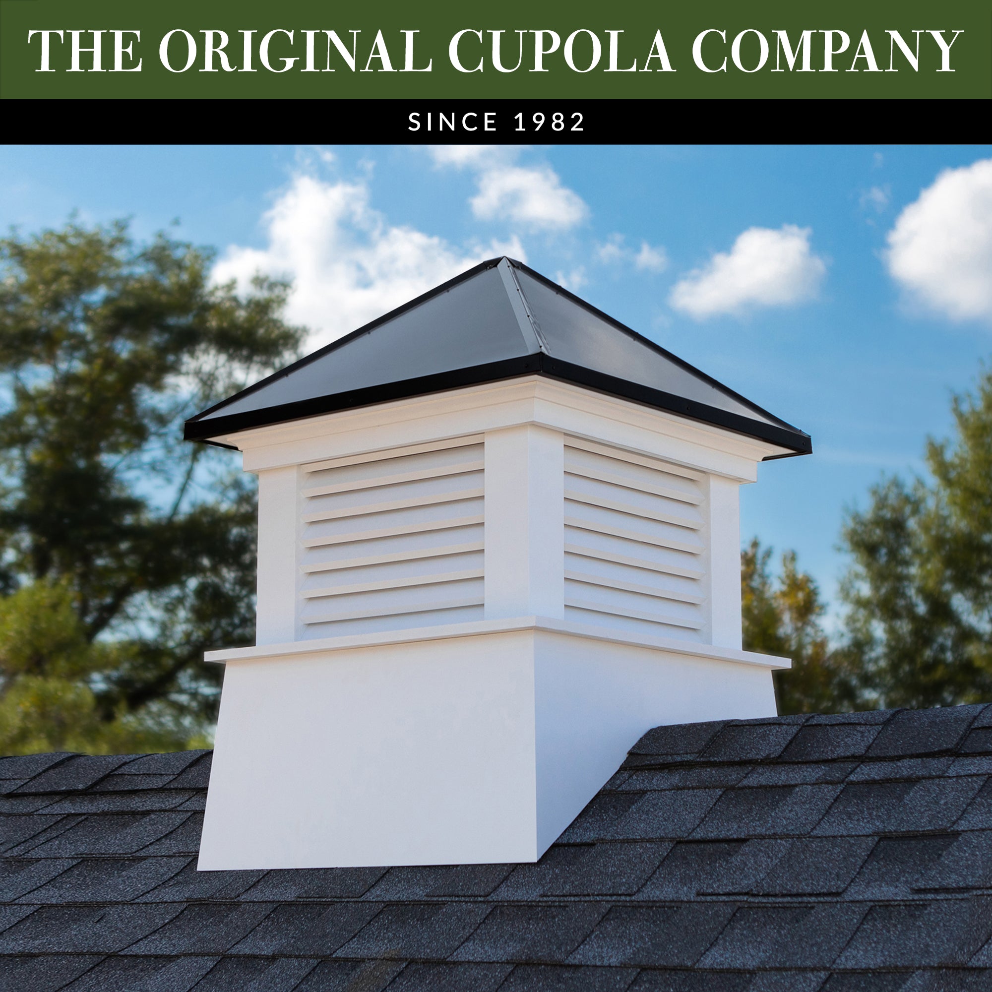 Manchester Vinyl Cupola with Black Aluminum Roof
