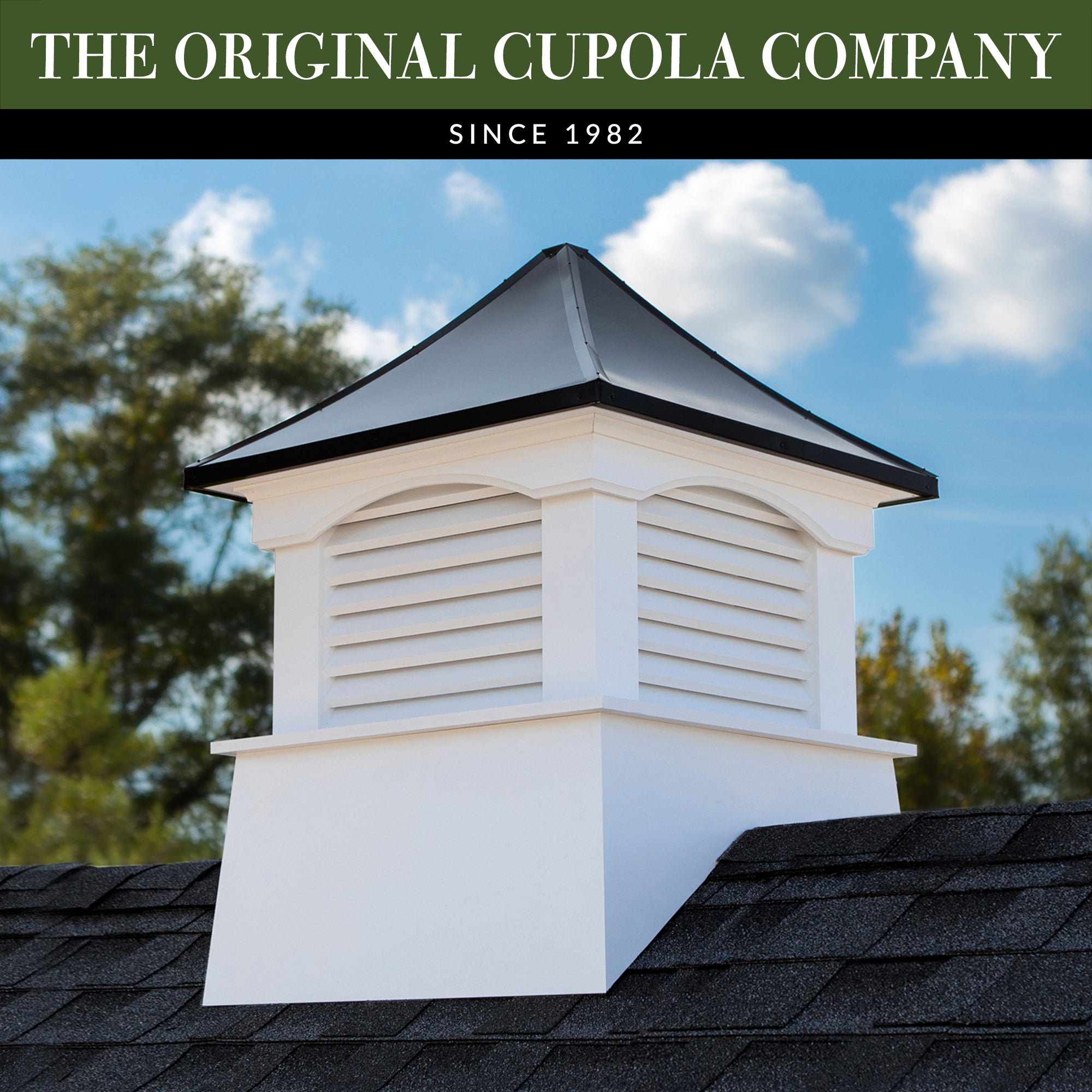 Coventry Vinyl Cupola with Black Aluminum Roof
