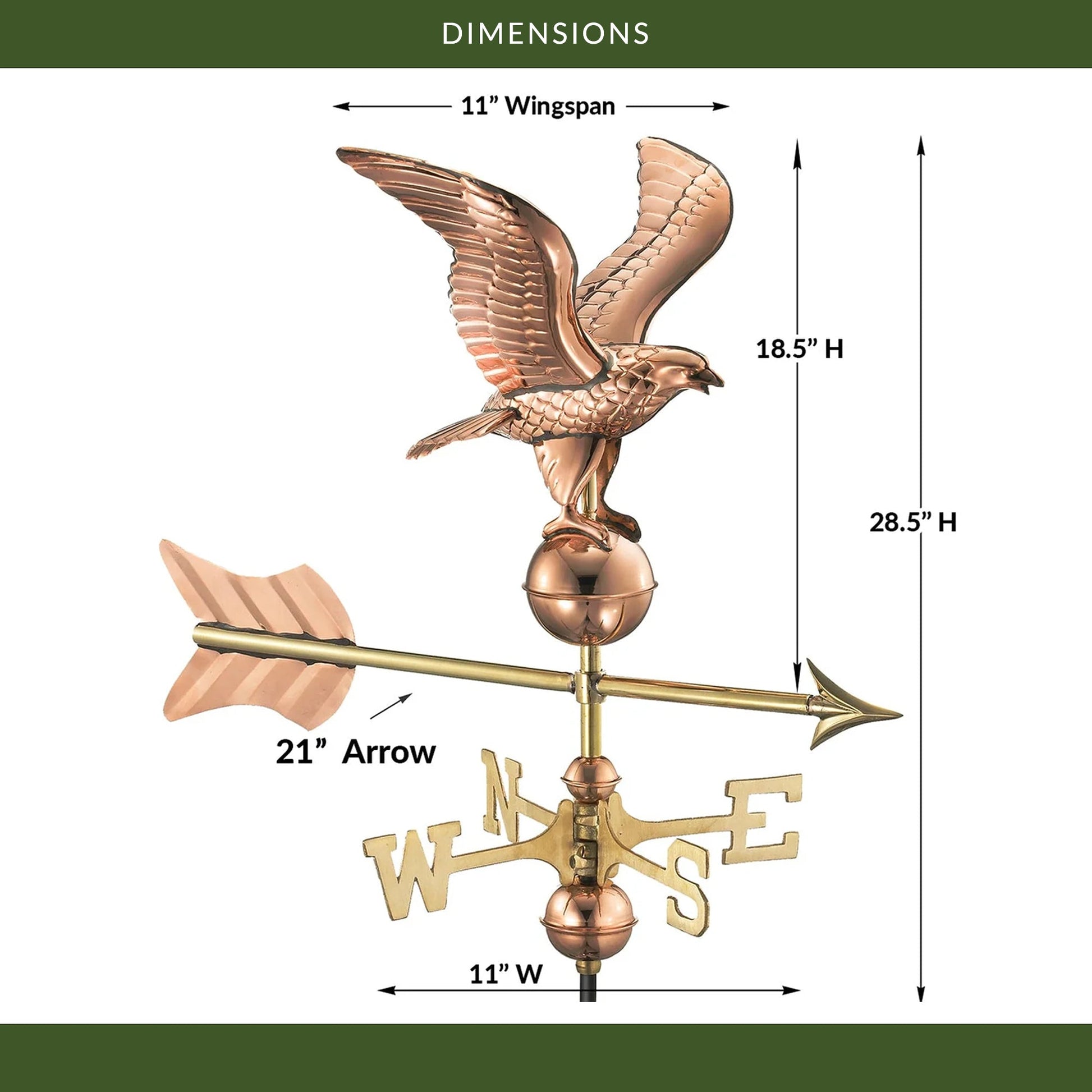 11" Wingspan Eagle Cottage Weathervane - Good Directions