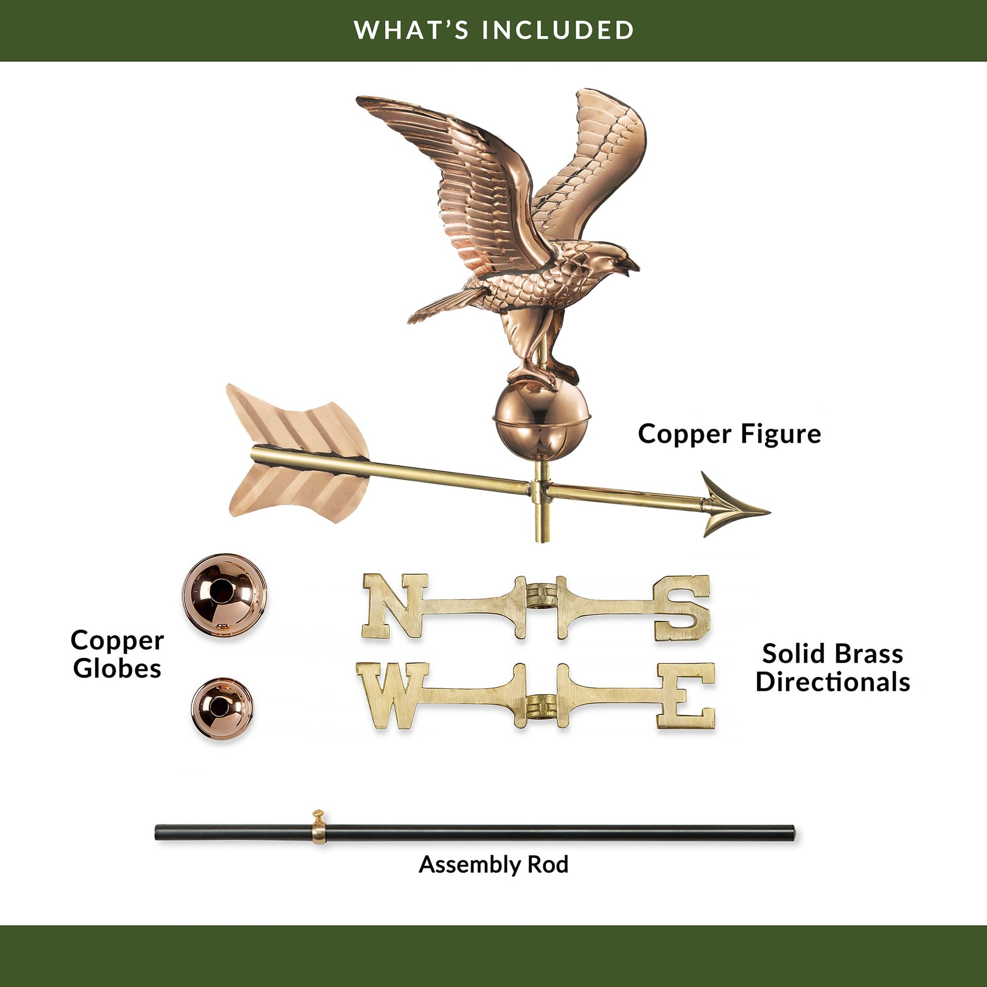 11" Wingspan Eagle Cottage Weathervane - Good Directions