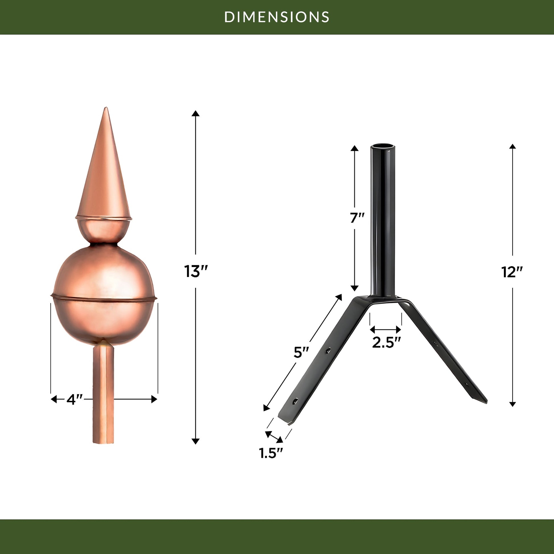 13" Avalon Rooftop Finial - Good Directions