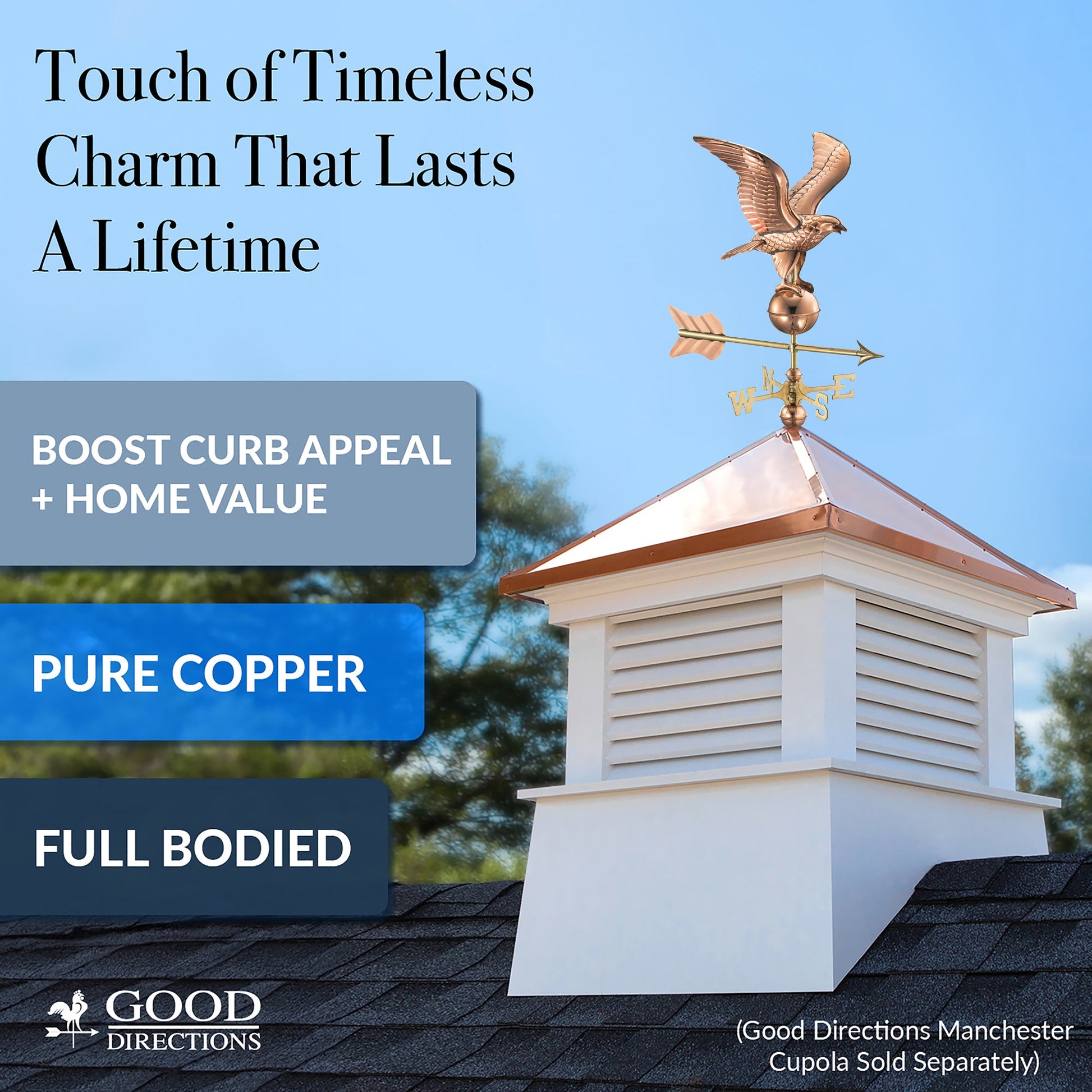 16" Wingspan Eagle Cottage Weathervane - Good Directions