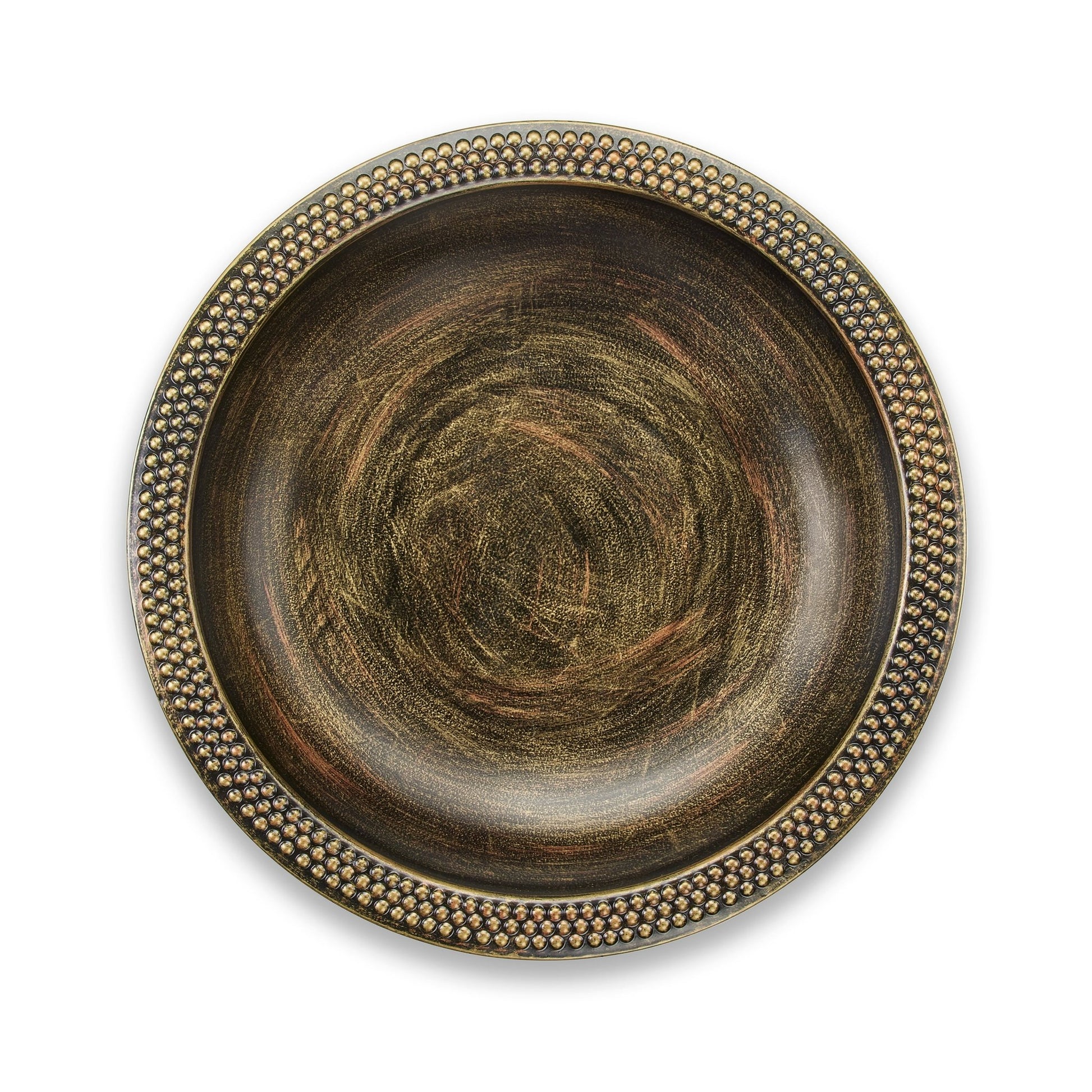 18" Beaded Copper Bird Bath Basin in Aged Brass Finish - Good Directions