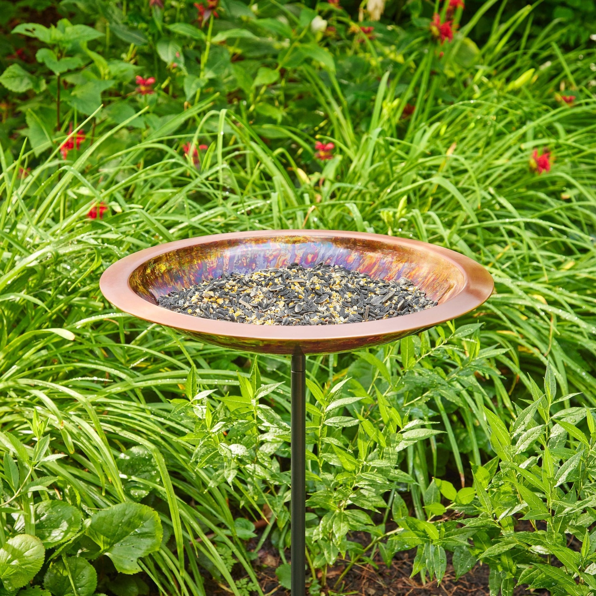 18” Fired Copper Bird Bath with Garden Pole - Good Directions