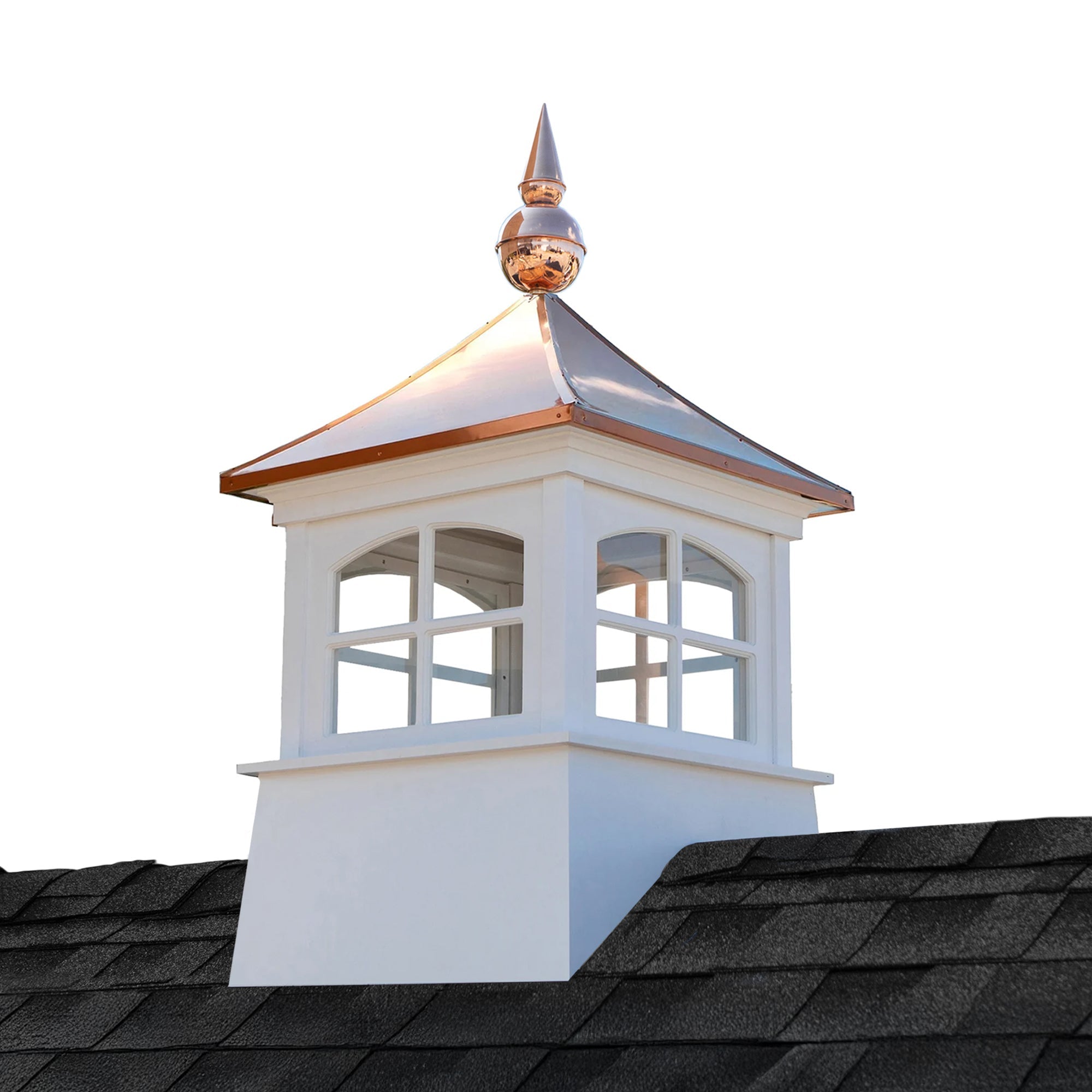 18" Sq. Windsor Vinyl Cupola & Avalon Finial Set - Good Directions