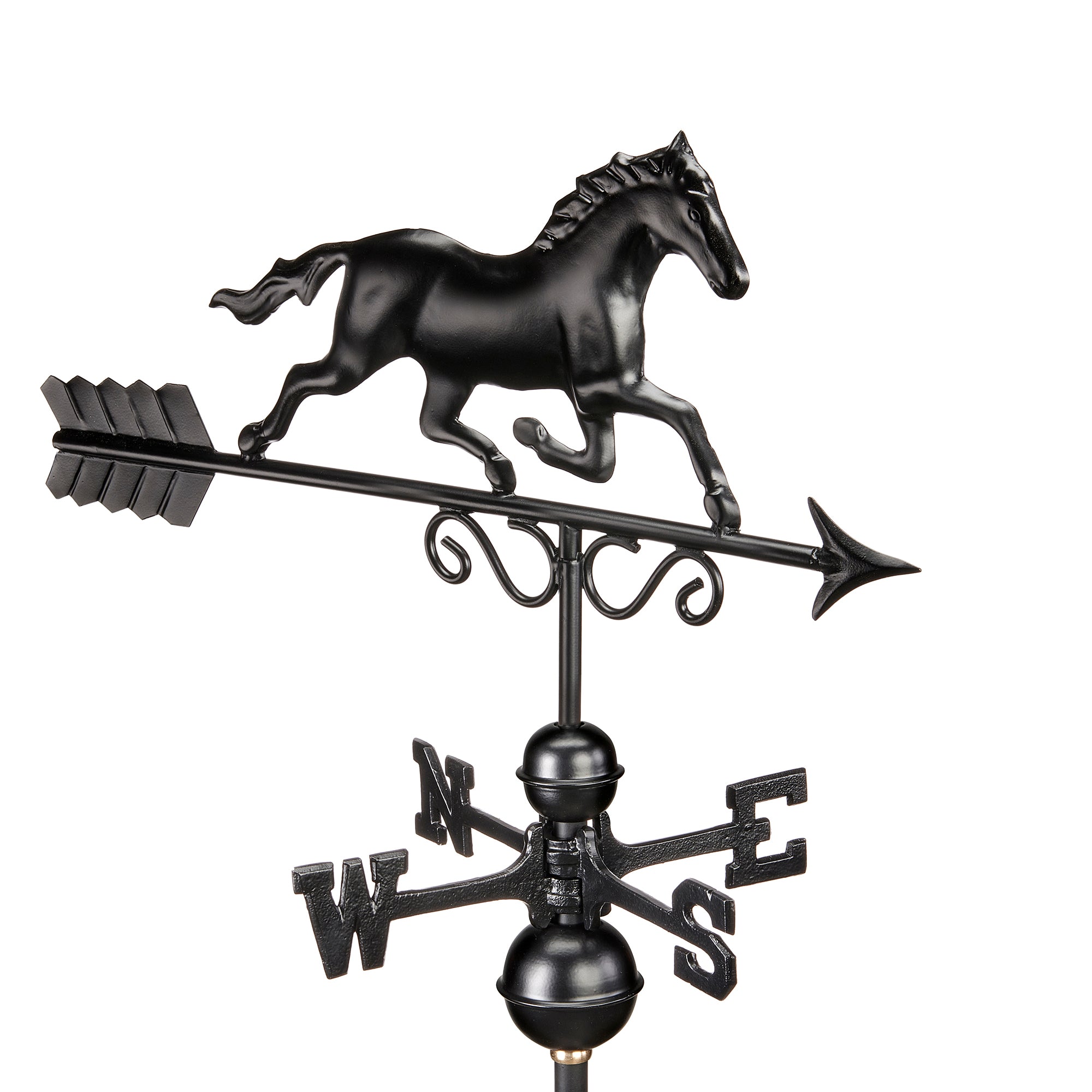 Black Aluminum Galloping Horse Standard Weathervane