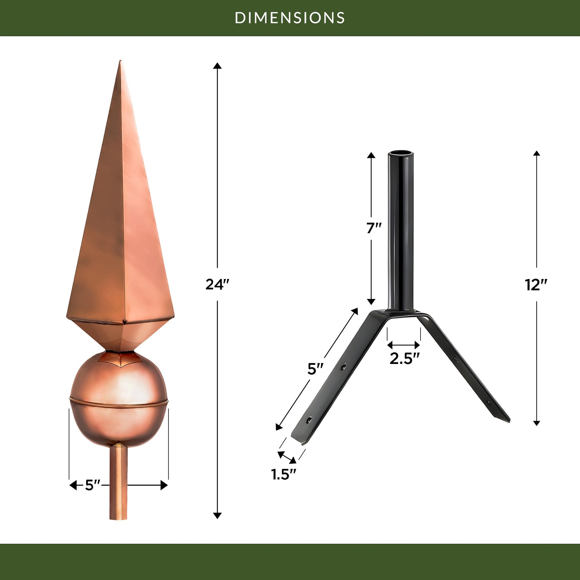24" Lancelot Rooftop Finial - Good Directions