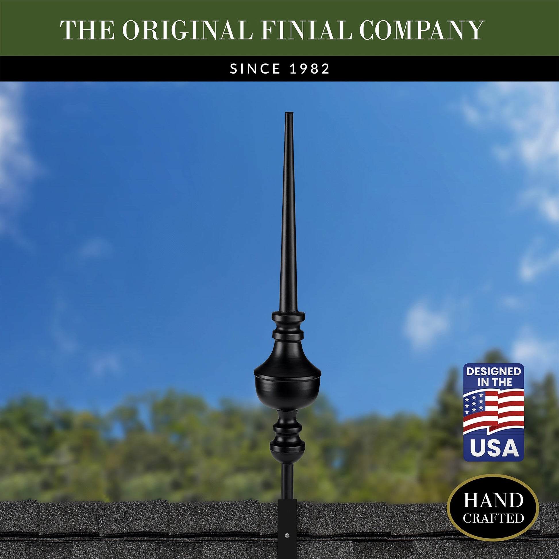 27" Victoria Black Aluminum Finial - Good Directions