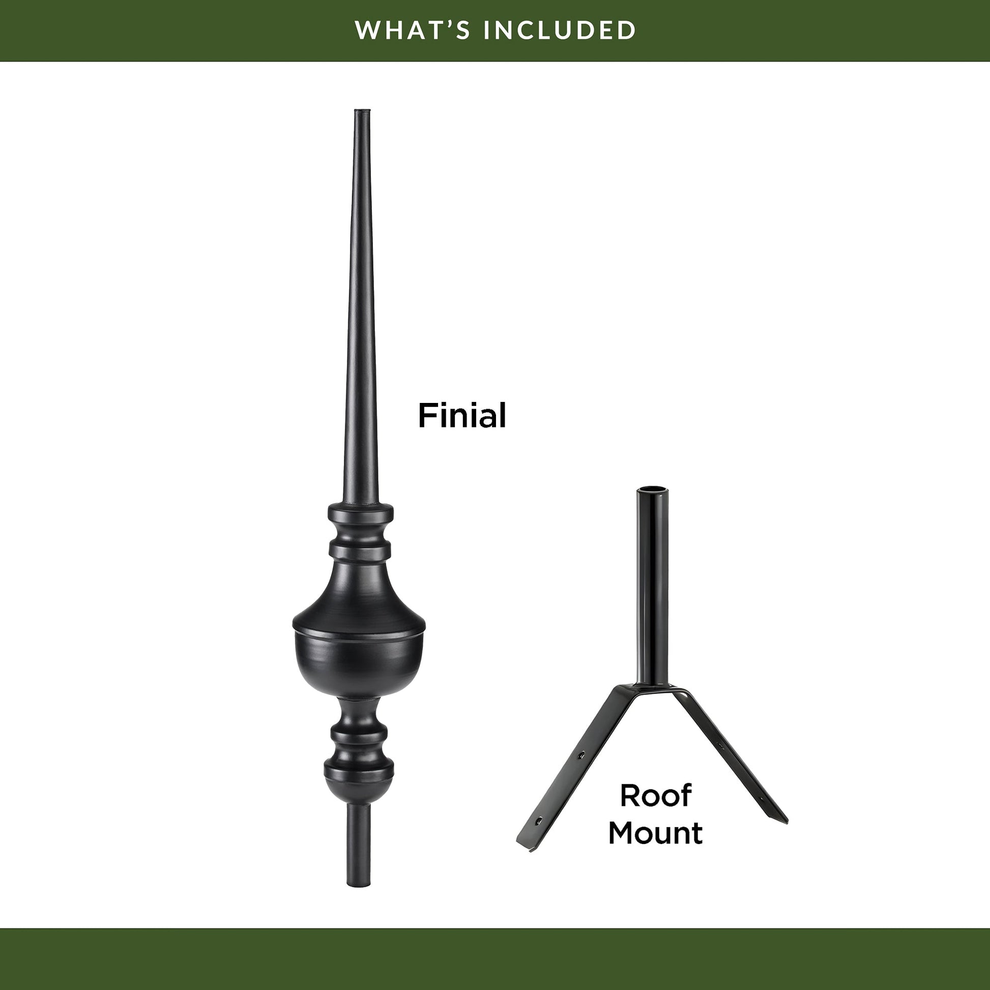 27" Victoria Black Aluminum Finial - Good Directions