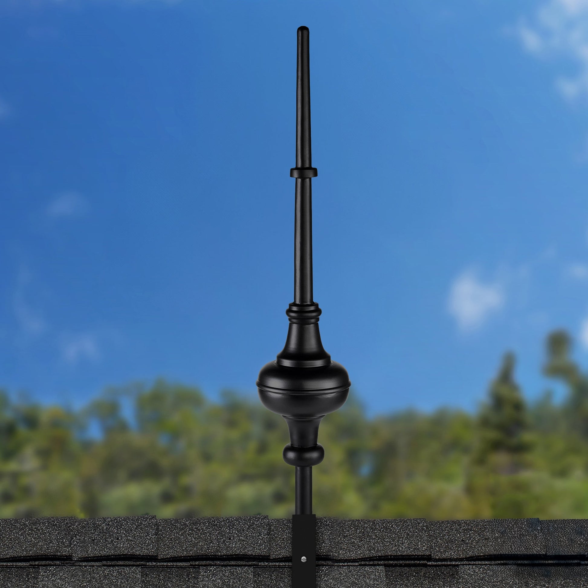 28" Morgana Black Aluminum Finial - Good Directions