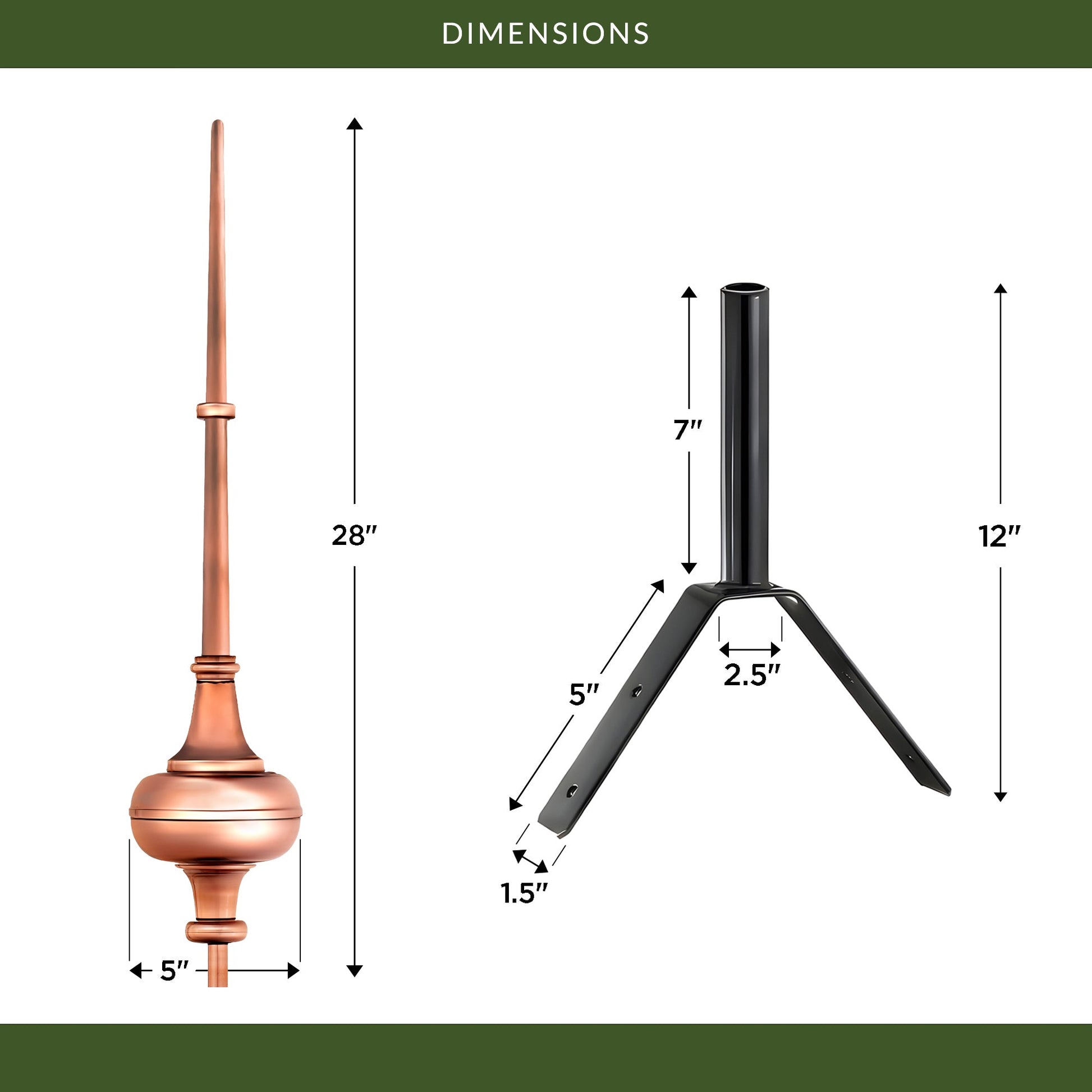 28" Morgana Rooftop Finial - Good Directions